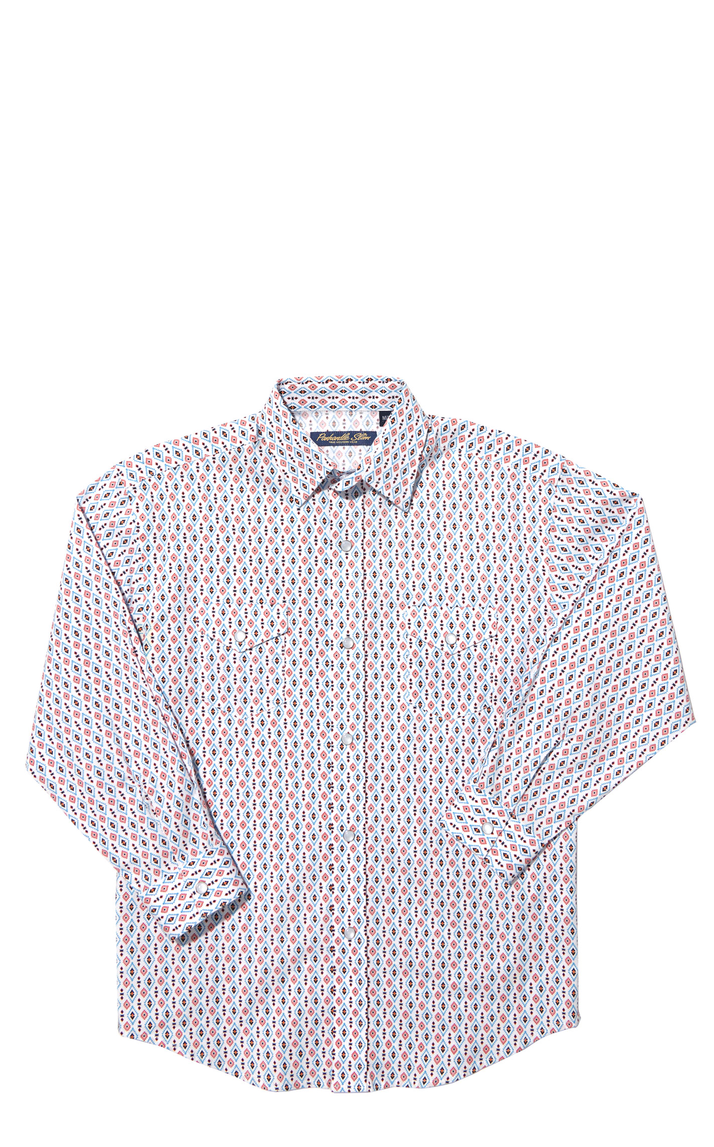 Panhandle Boy's Rough Stock White Geo Print Western Shirt - Image 1