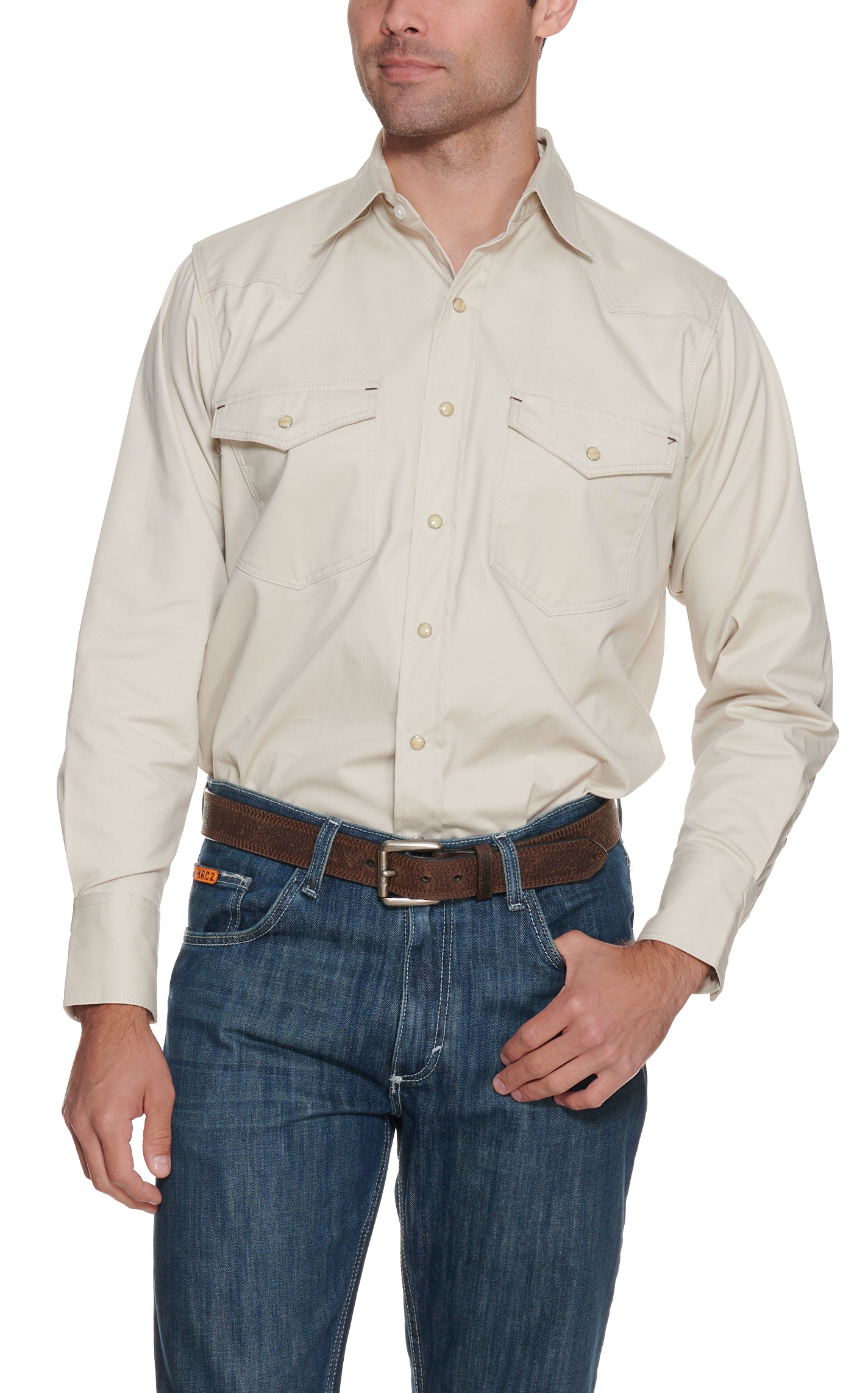Cowboy Workwear Sand Long Sleeve Work Shirt - Image 1