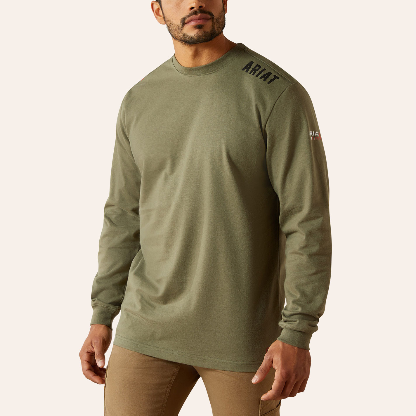 Ariat Men's Olive FR Work Hard Live Free Graphic T-Shirt - Image 1