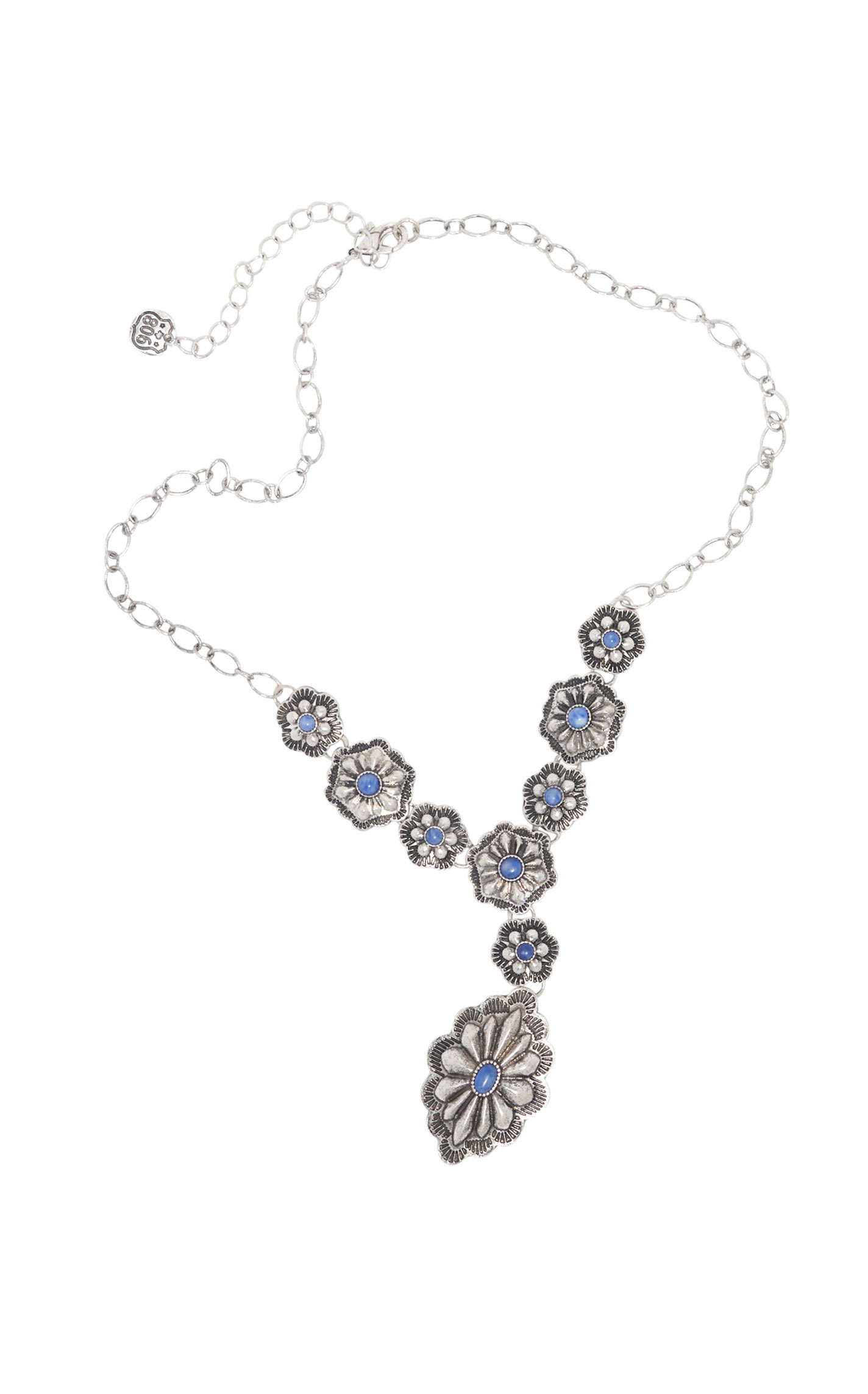 806 by Pink Panache Silver & Denim Blue Concho Y Necklace - Image 2