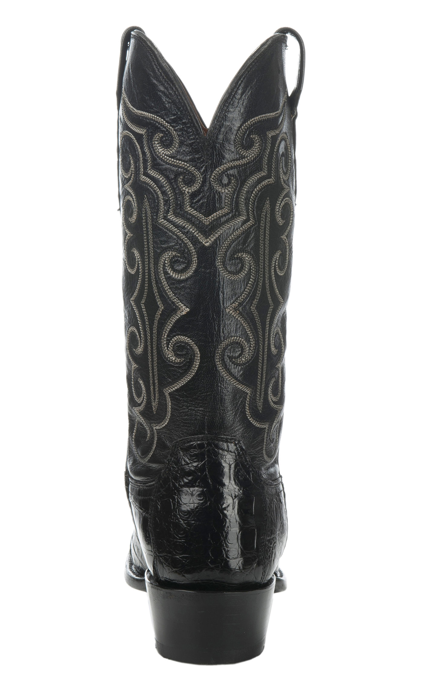 Lucchese Men's Black Ultra Caiman Belly R-Toe Exotic Cowboy Boots - Image 1