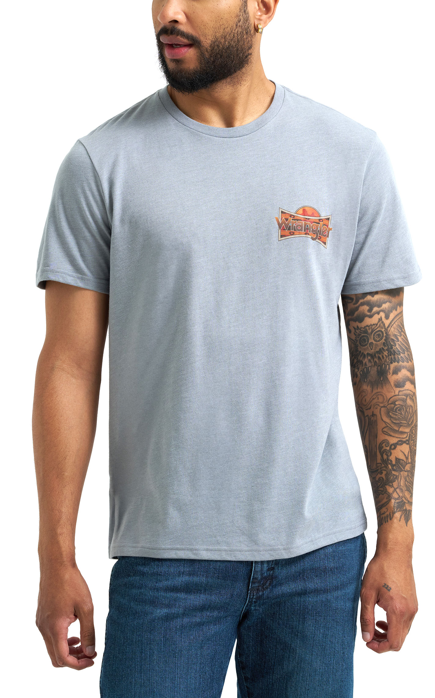 Wrangler Men's Gray Aztec Logo T-Shirt - Image 1