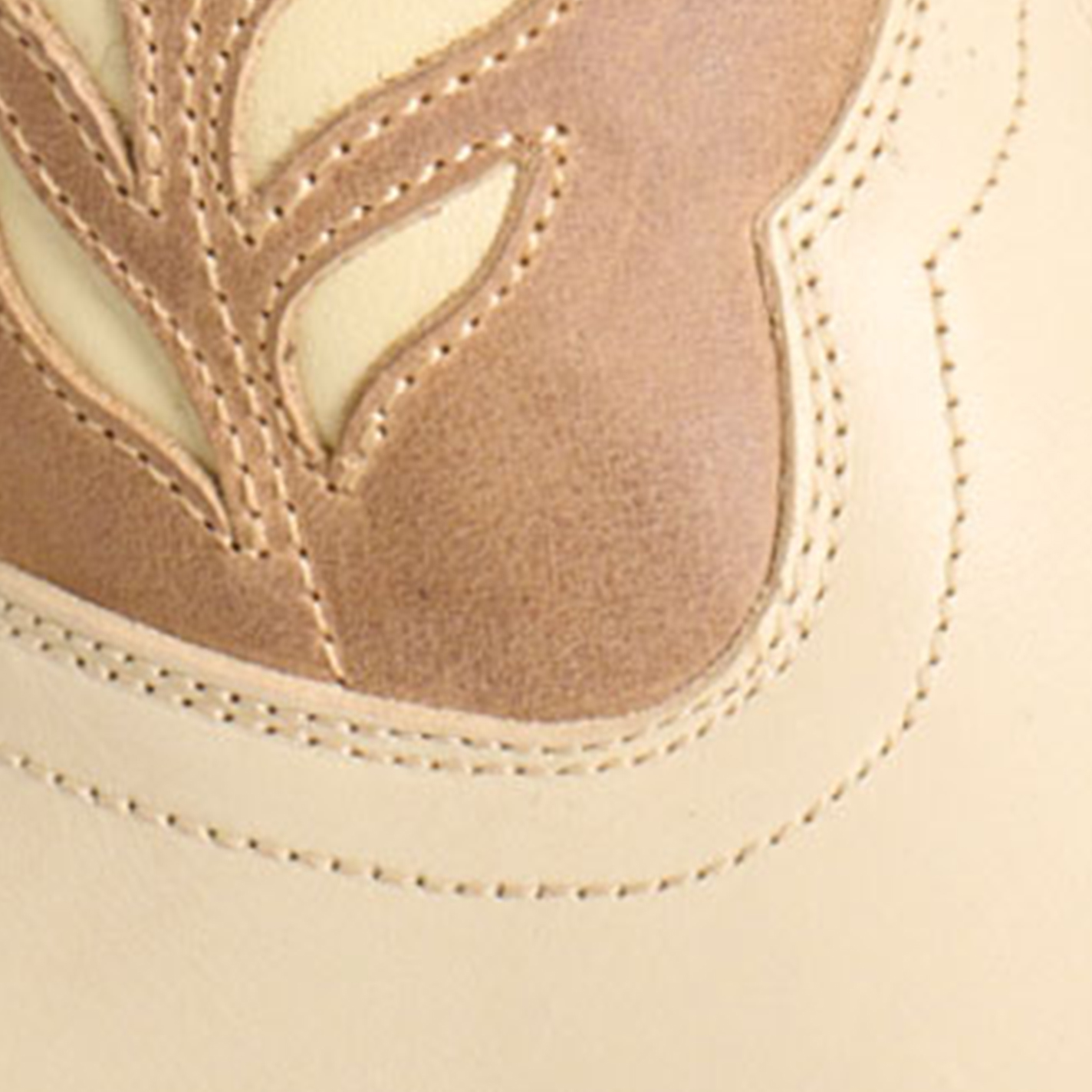 Rockin' C Women's Cream & Sand Botanical Inlay Snip Toe Cowboy Boots - Image 1