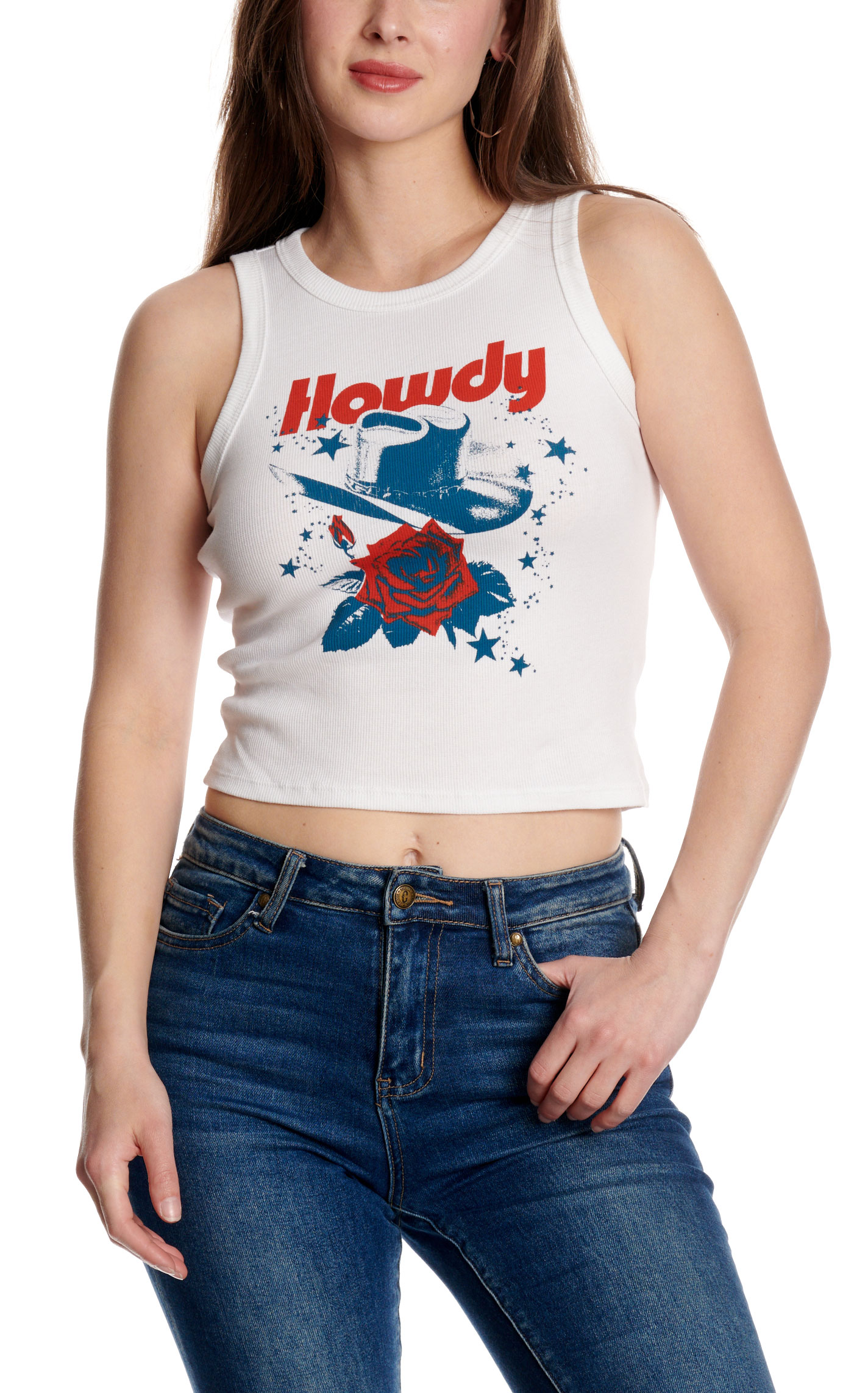 Girl Dangerous Women's Howdy White Cropped Tank Top - Image 1