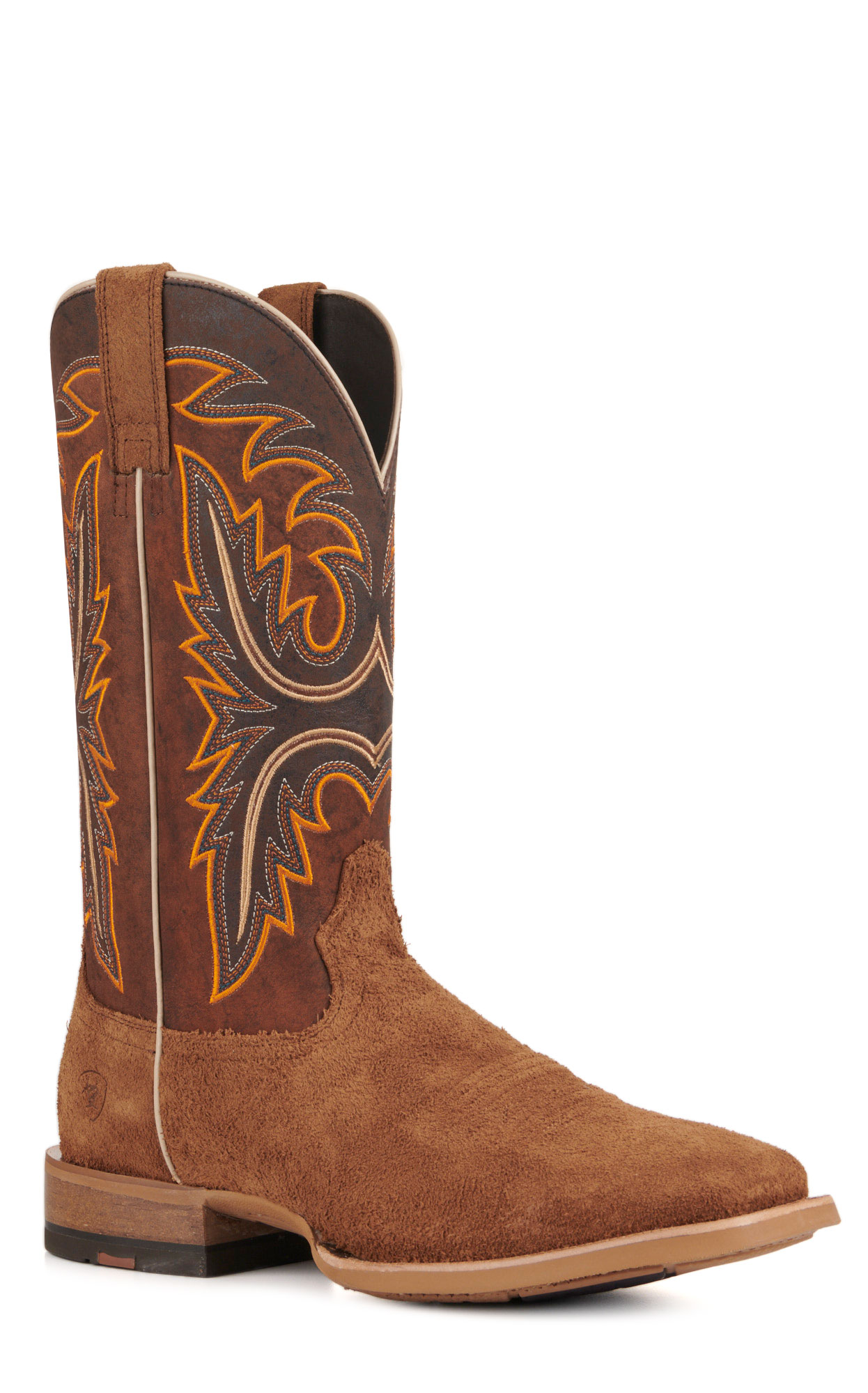 Ariat Men's Brushrider Suntan Roughout and Rusty Brown Wide Square Toe Cowboy Boots - Image 1