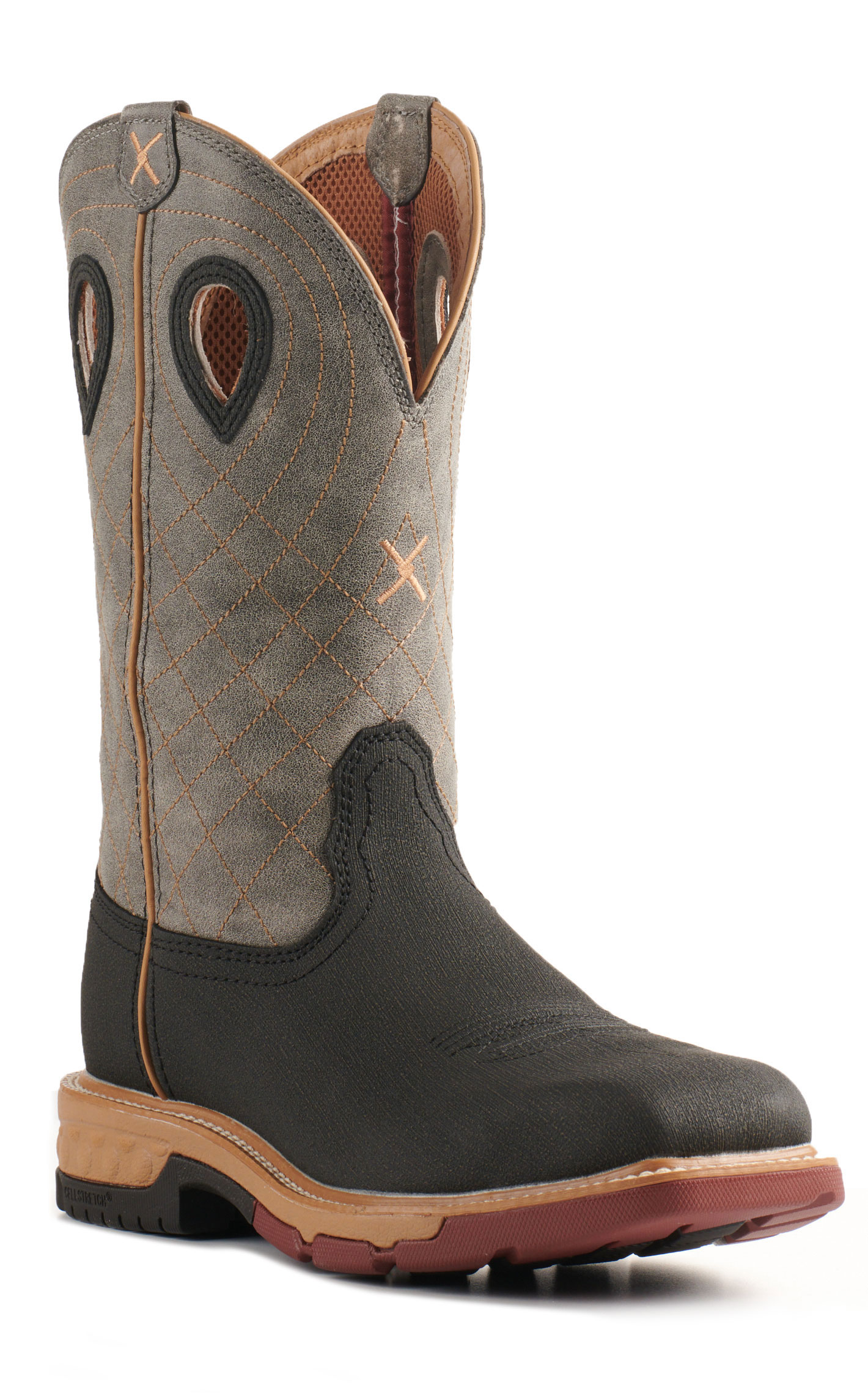 Twisted X Mens Charcoal and Gray Wide Square Composite Toe Work Boots - Image 1
