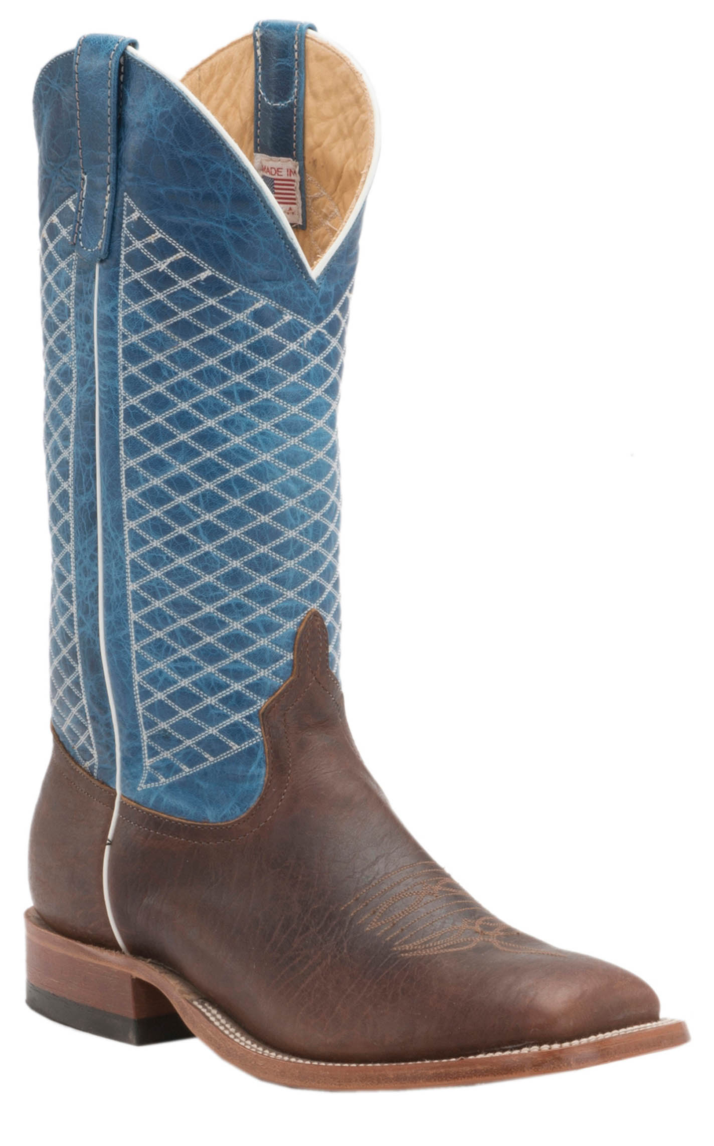 Anderson Bean Men's Mike Tyson Bison & Blue Lava Square Toe Boots - Image 1