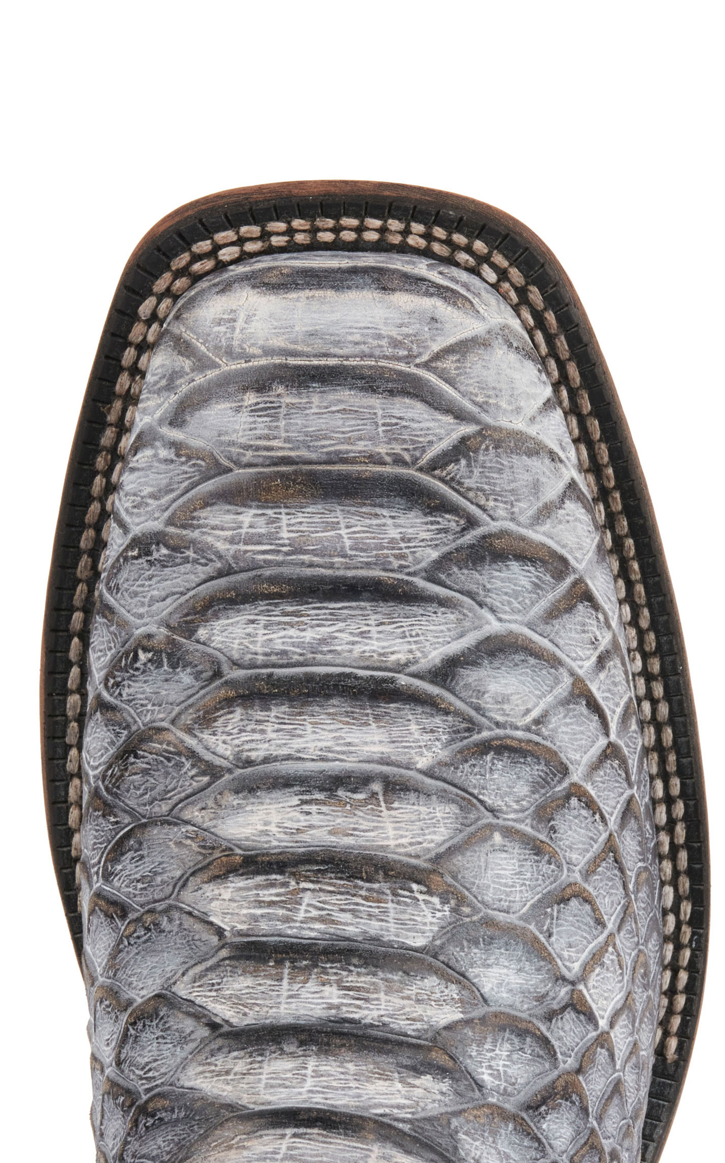 Nocona Men's Distressed Gray and Rugged White Snake Print Wide Square Toe Cowboy Boots - Image 1