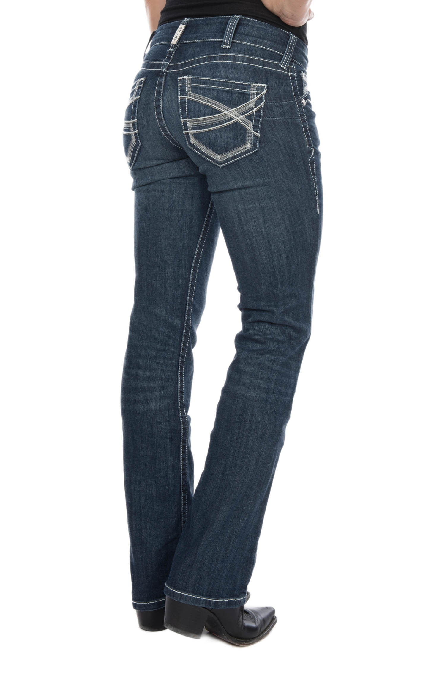 Ariat Women's REAL Ivy Dresden Dark Wash Mid Rise Straight Leg Stretch Jean - Image 1