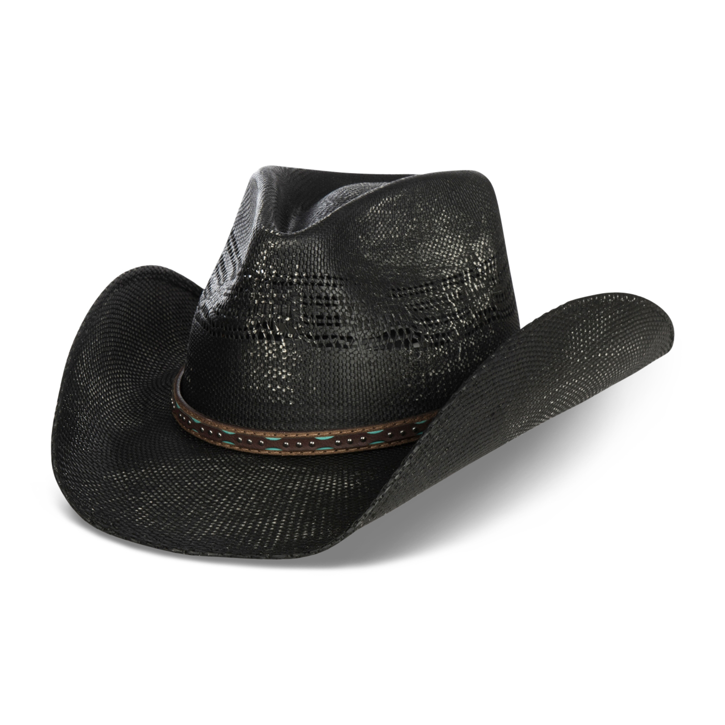 Scala by Dorfman Pacific Black Bangora Vented Straw Fashion Cowboy Hat L/XL - Image 1