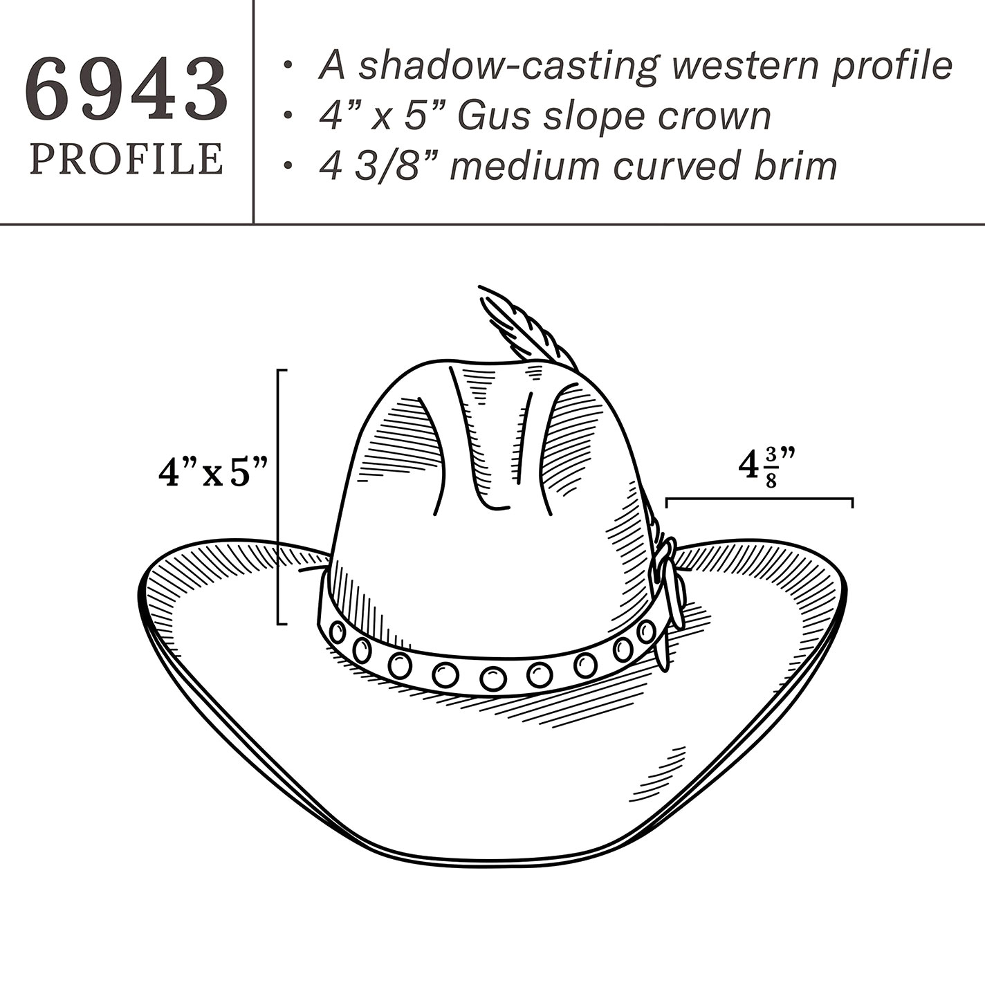 Stetson 4X Broken Bow Gus Black with Brown Studded Leather Hat Band Felt Cowboy Hat - Image 1