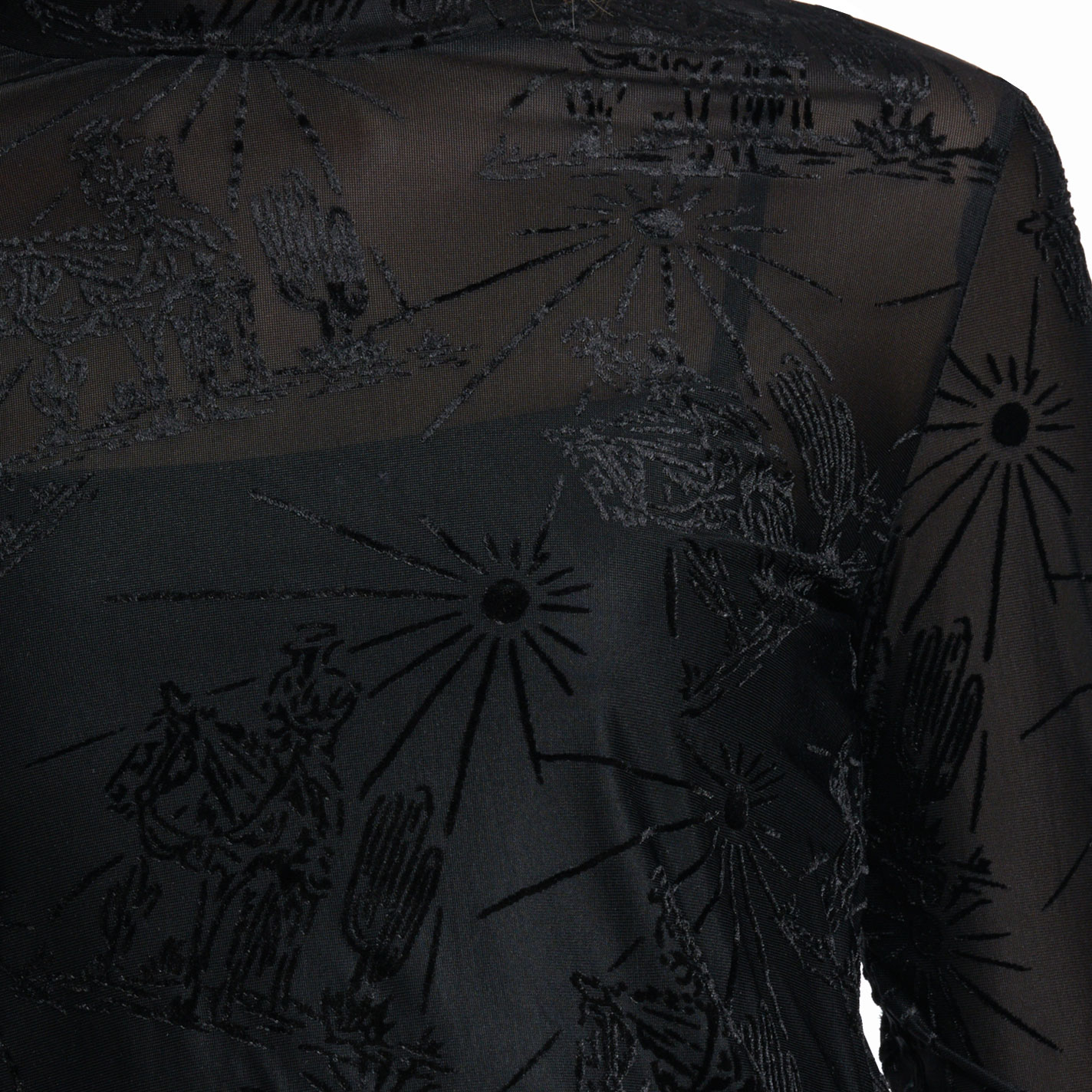 Marigold Kiss Women's Black Sunshine & Cowboys Mesh Top - Image 1