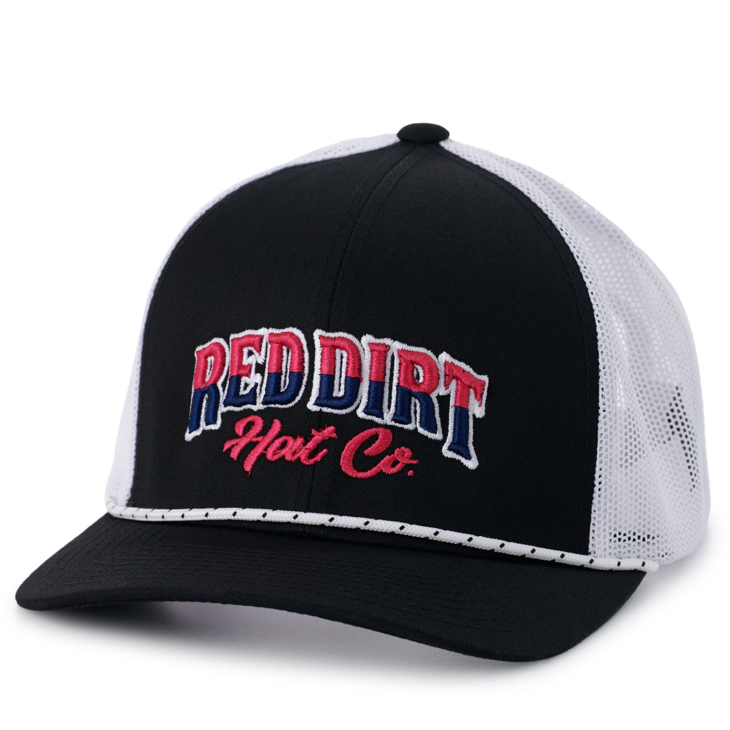Red Dirt Hat Co Black & White Hot Pink Logo Embroidery Cap - Image 1