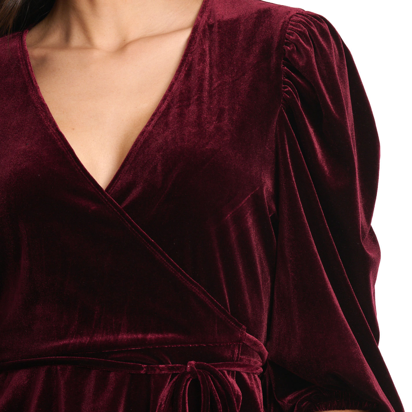 Rockin C Women's Burgundy Velvet Tie Top - Image 1