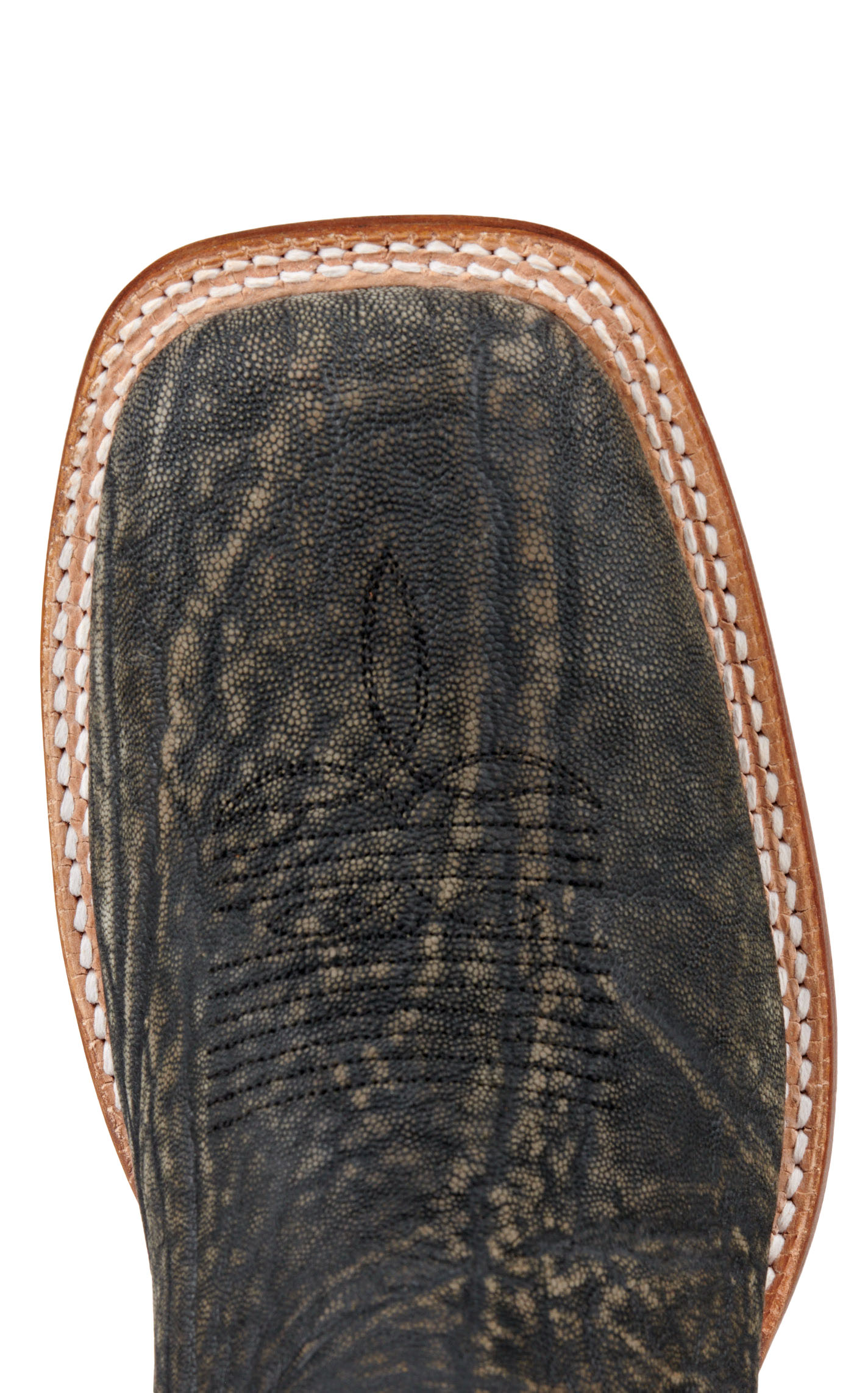 Tony Lama Men's Black and Safari Gray Elephant Wide Square Toe Exotic Cowboy Boots - Cavender's Exclusive - Image 1