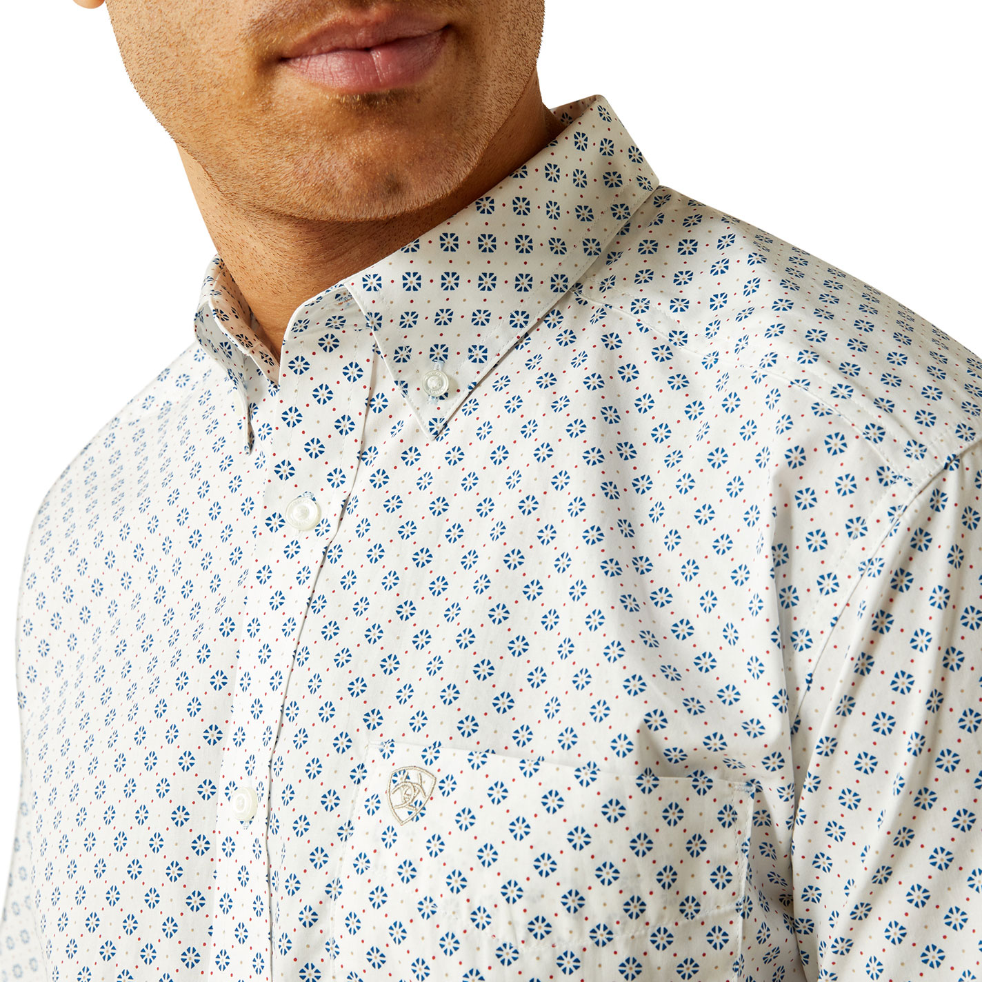 Ariat Men's Shawn Blue & White Geo Western Shirt - Image 1