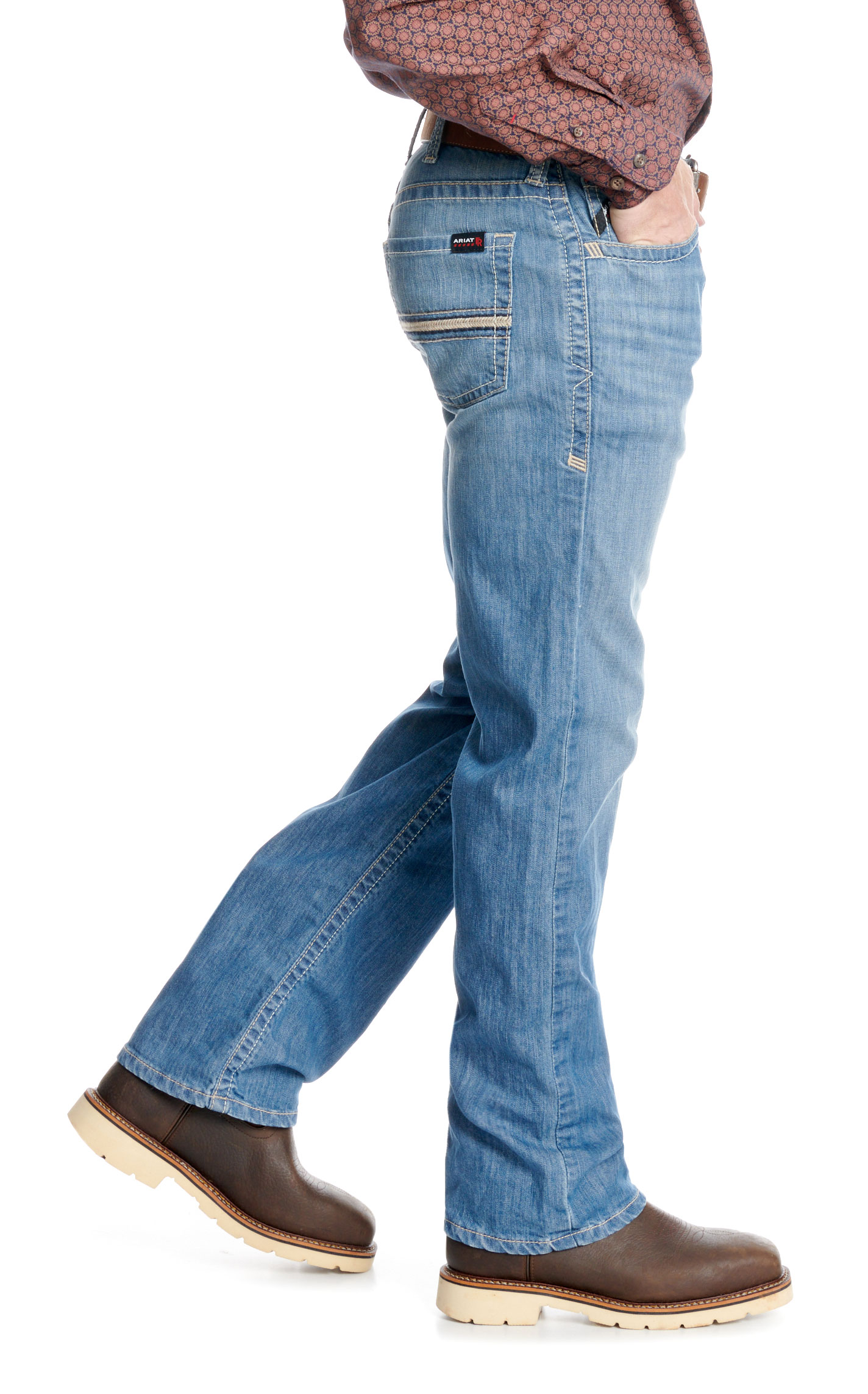 Ariat Men's M5 DuraLight Owens Light Wash Straight FR Work Jeans - Image 4