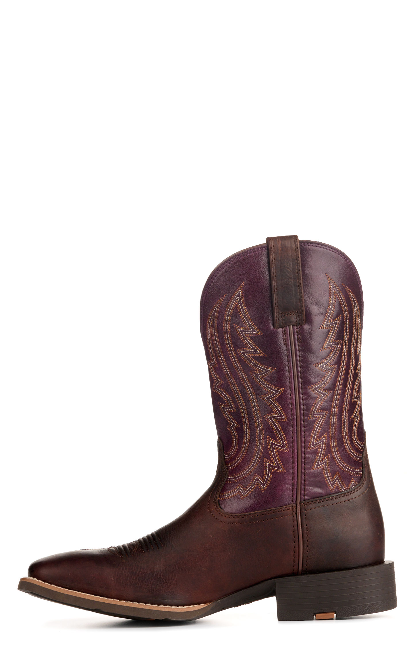 Ariat Men’s  Sport Big Country Barley Brown and Purple Wide Square Toe Cowboy Boots - Image 1