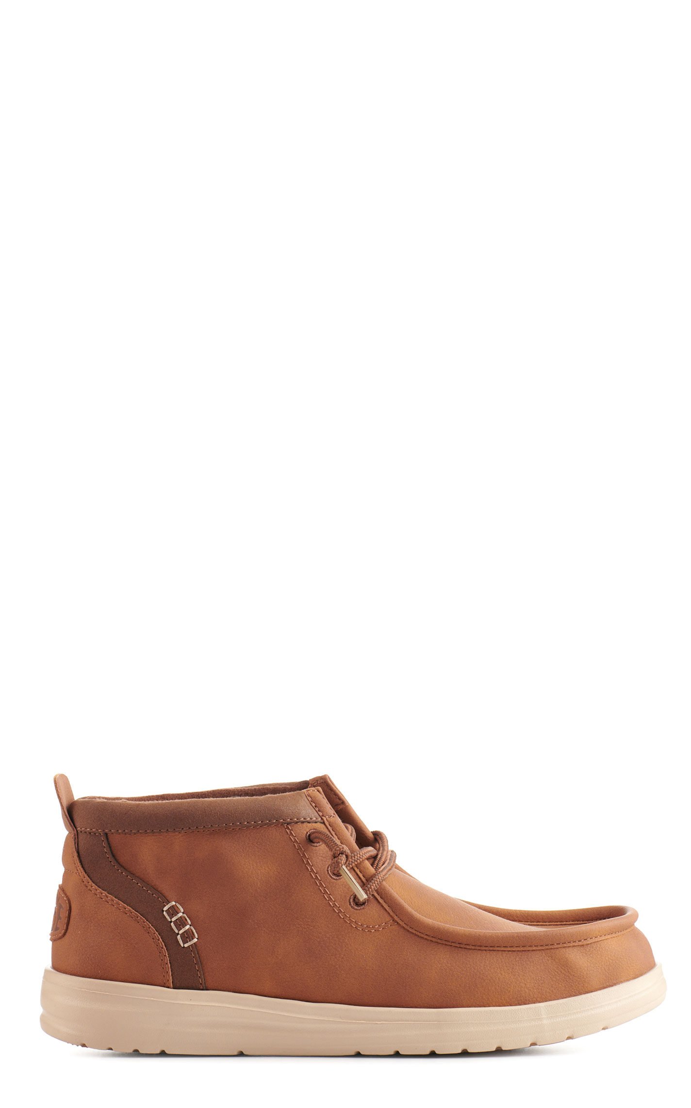 Hey Dude Men's Wally Cognac and Tan Faux Leather Moc Toe Shoes - Image 1