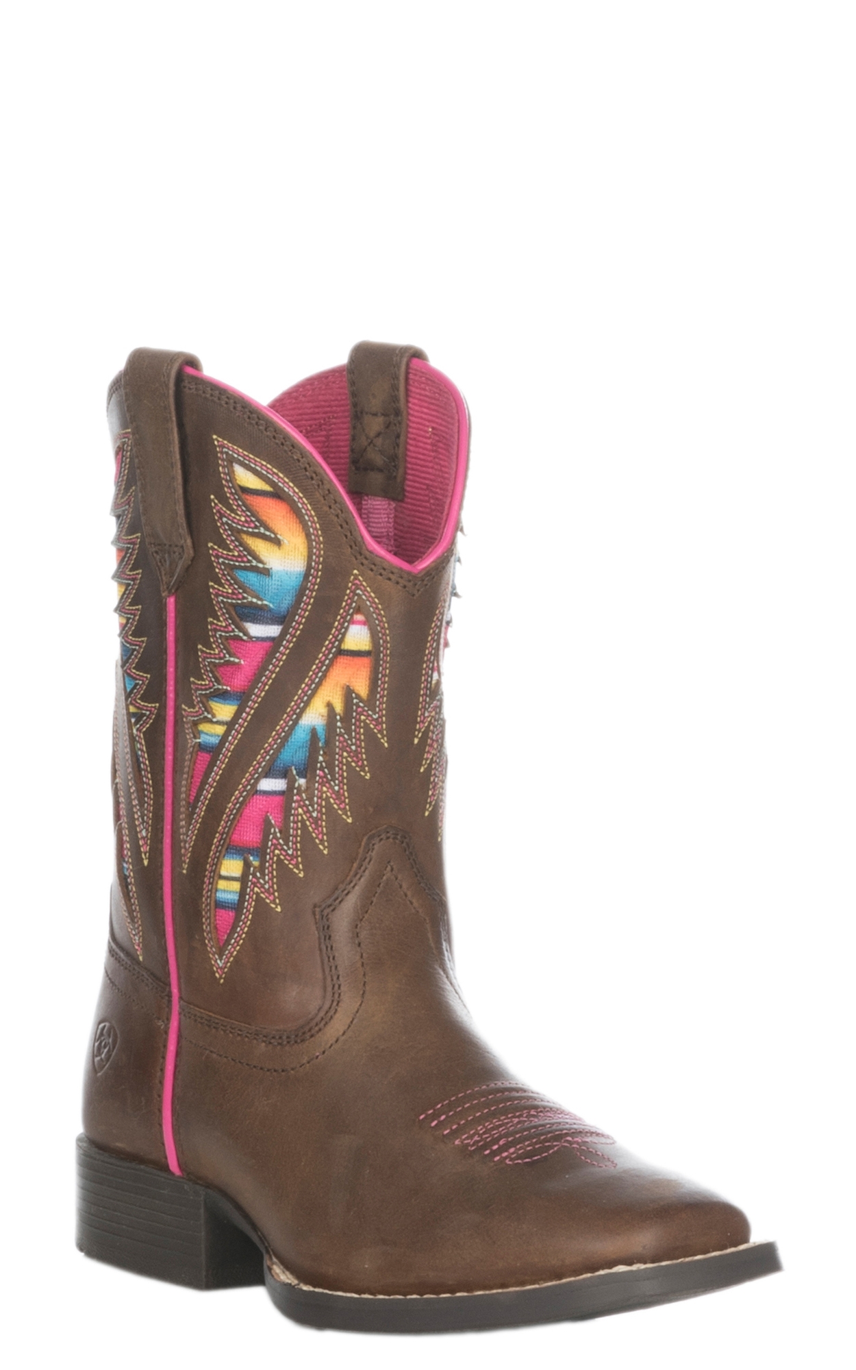 Ariat Kids Quickdraw Distressed Brown VentTEK Square Toe Cowboy Boots - Image 1
