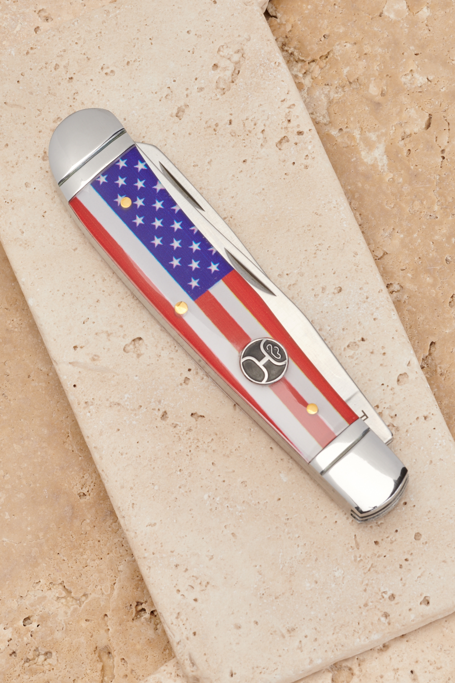 HOOey American Flag Acrylic Large Trapper Knife - Image 1