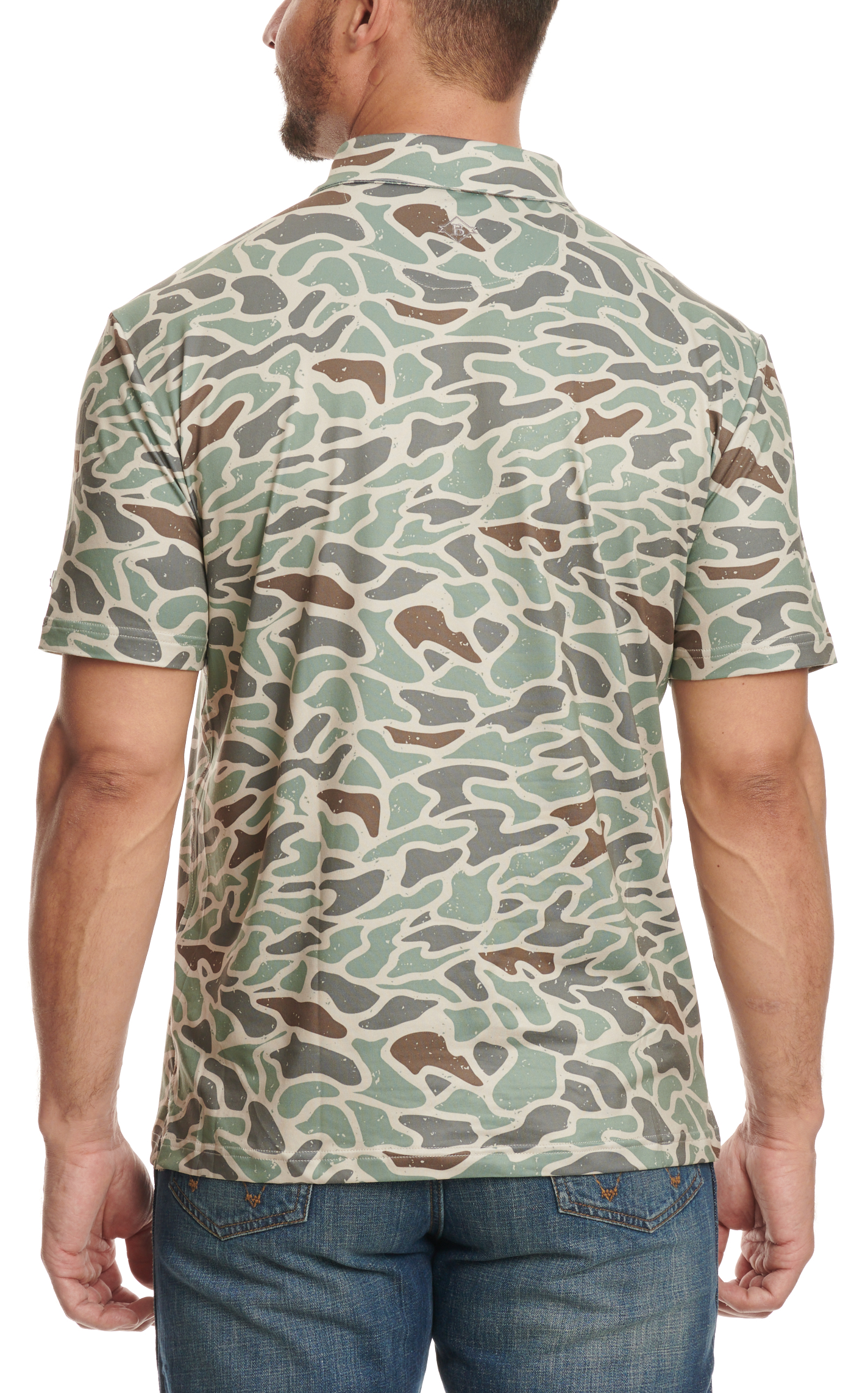BURLEBO Men's Retro Duck Camo Print Performance Polo - Image 1