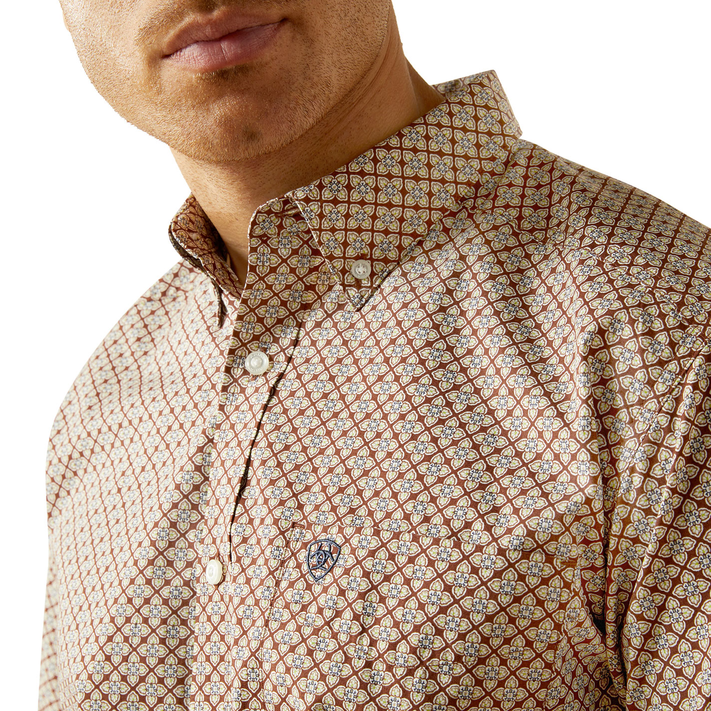 Ariat Men's Carmelo Wine & Sage Geo Western Shirt - Image 1