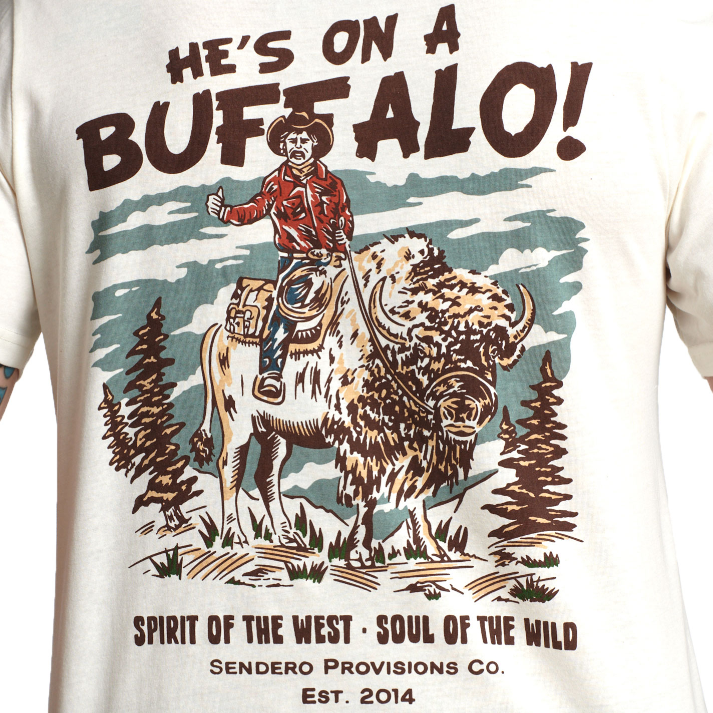 Sendero Provisions Co. Men's White Buffalo Logo Graphic T-Shirt - Image 1