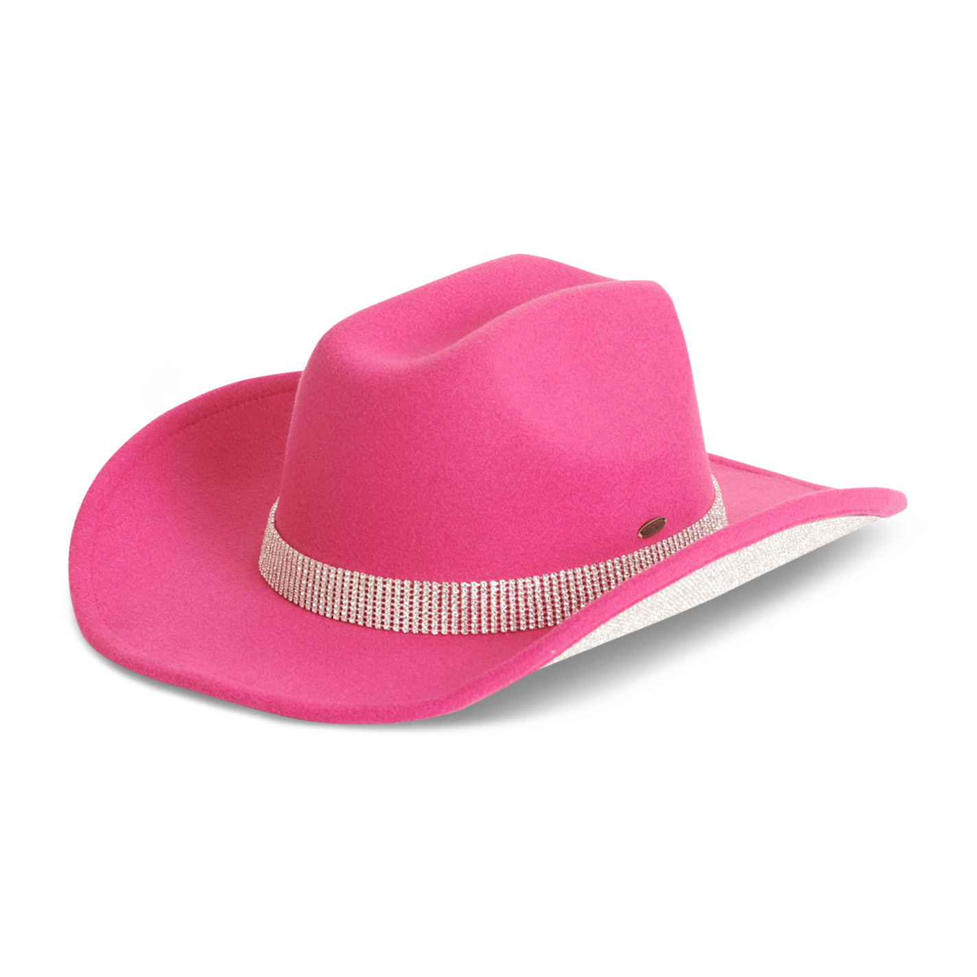 Girlie Girl Originals Women's Hot Pink with Rhinestones Wool Cowboy Hat - Image 1