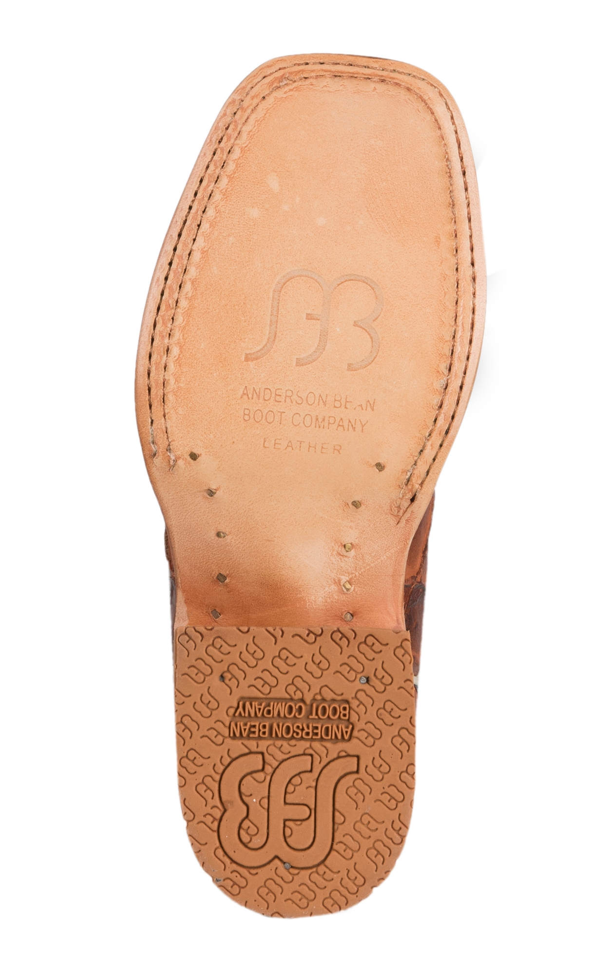 Anderson Bean Kids Horse Power Cognac Fish Print and Green Wide Square Toe Cowboy Boot - Image 1