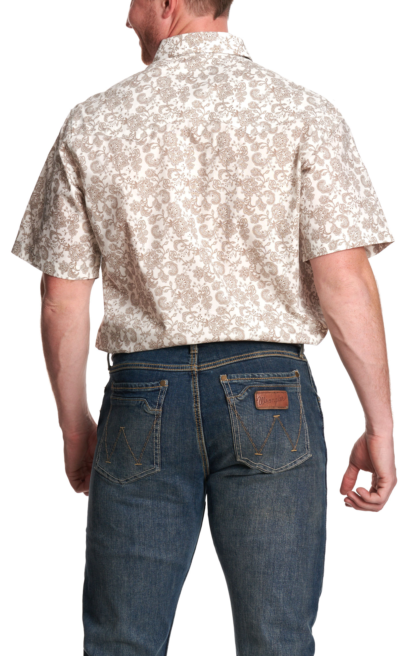 Wrangler Retro Men's Taupe Floral Paisley Print Western Shirt - Image 1