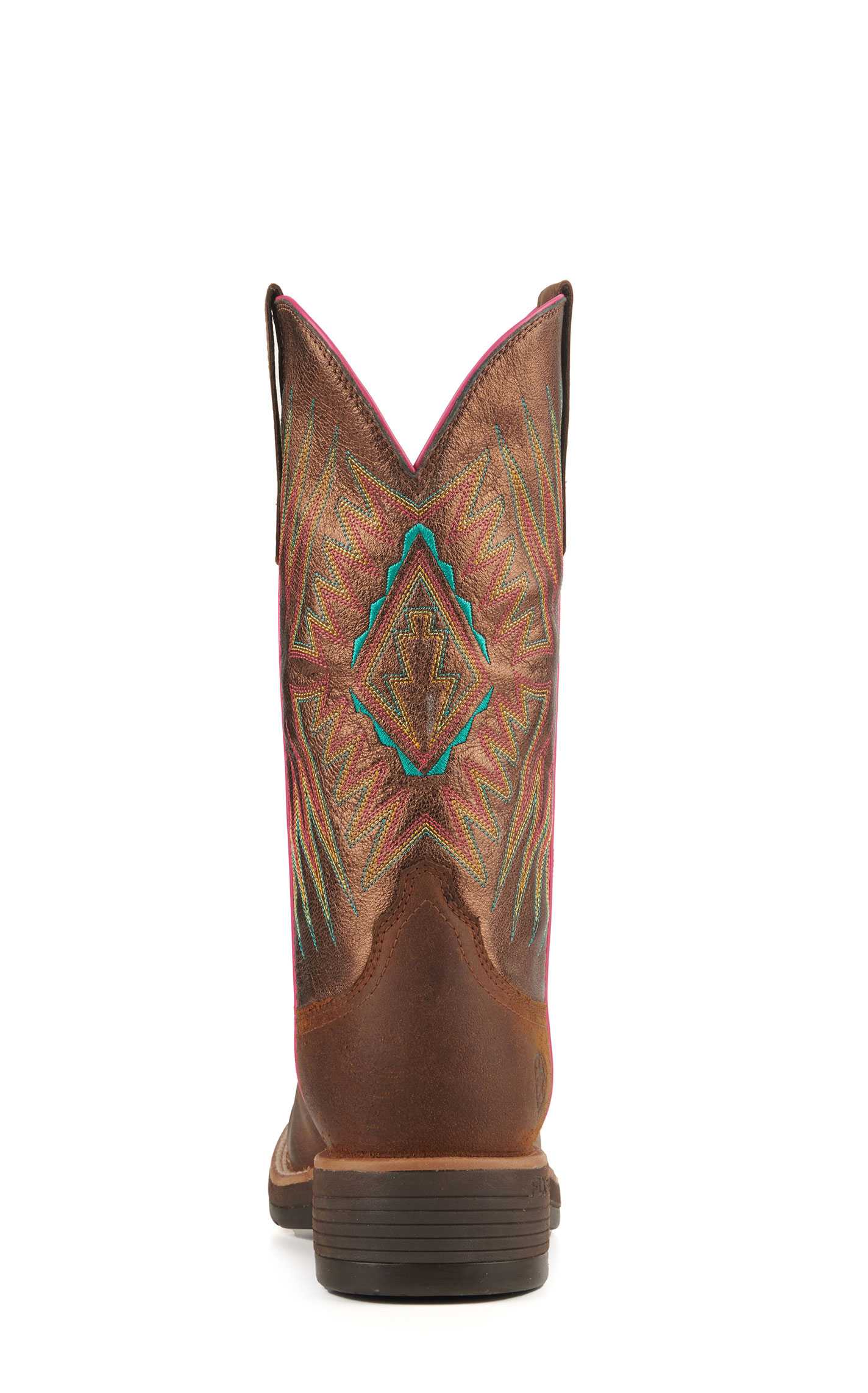 Ariat Women's Ridgeback Distressed Tan and Metallic Bronze Wide Square Toe Cowboy Boots - Image 1
