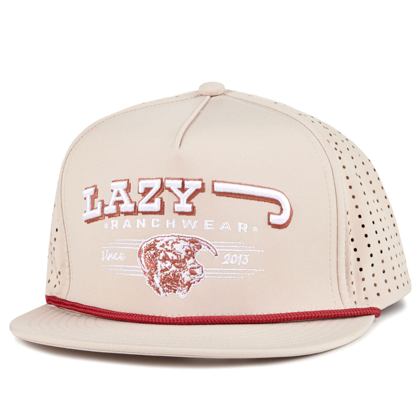 Lazy J Tan with Logo and Rope Performance Cap - Image 1
