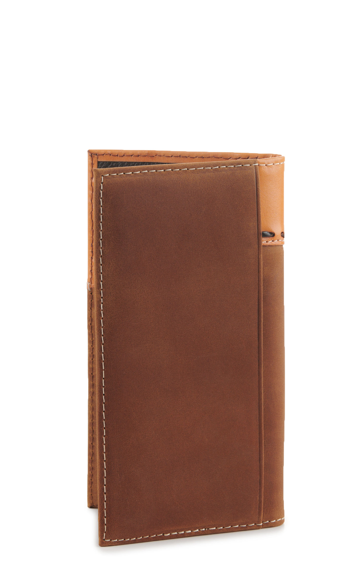 Rafter C Men’s Tan Floral Tooled Leather with Cream Underlay Checkbook Cover Rodeo Wallet - Image 1