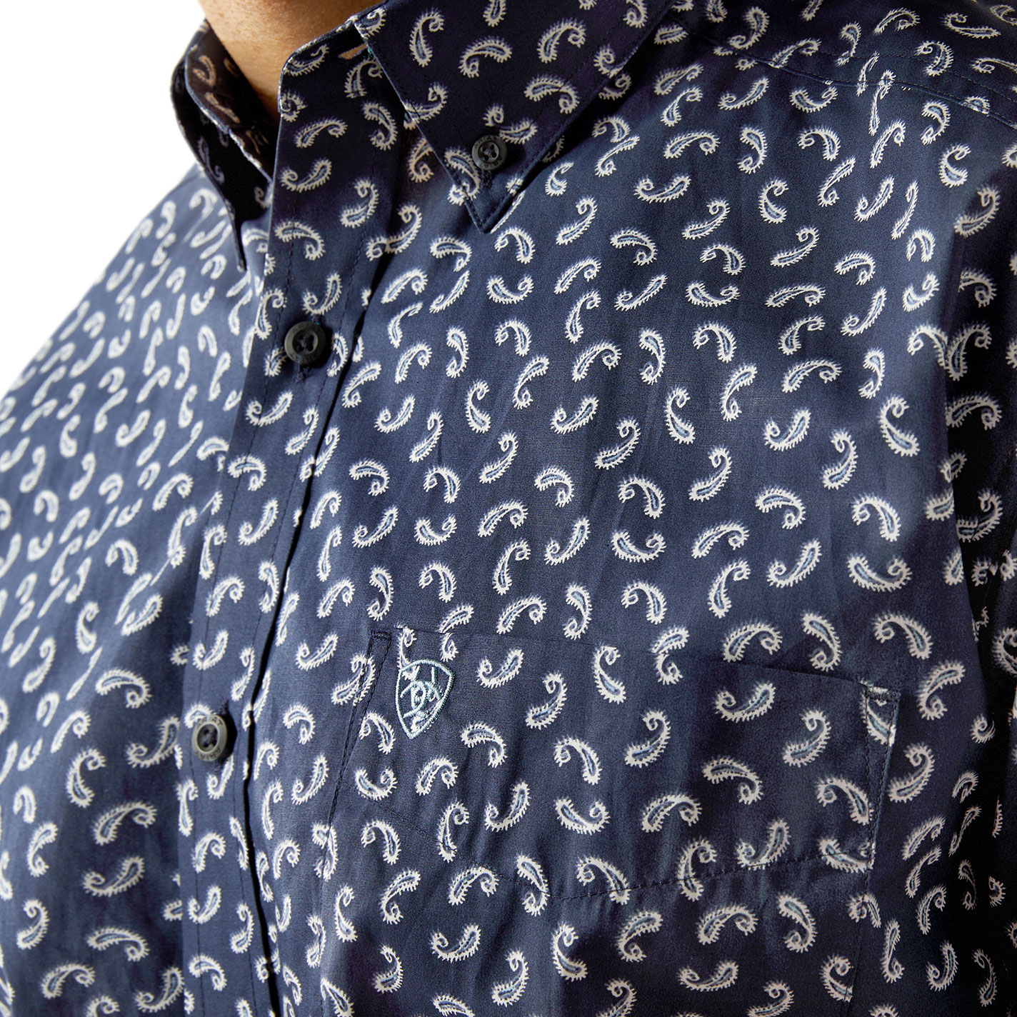 Ariat Men's Cian Navy Mini Paisley Western Shirt - Image 1