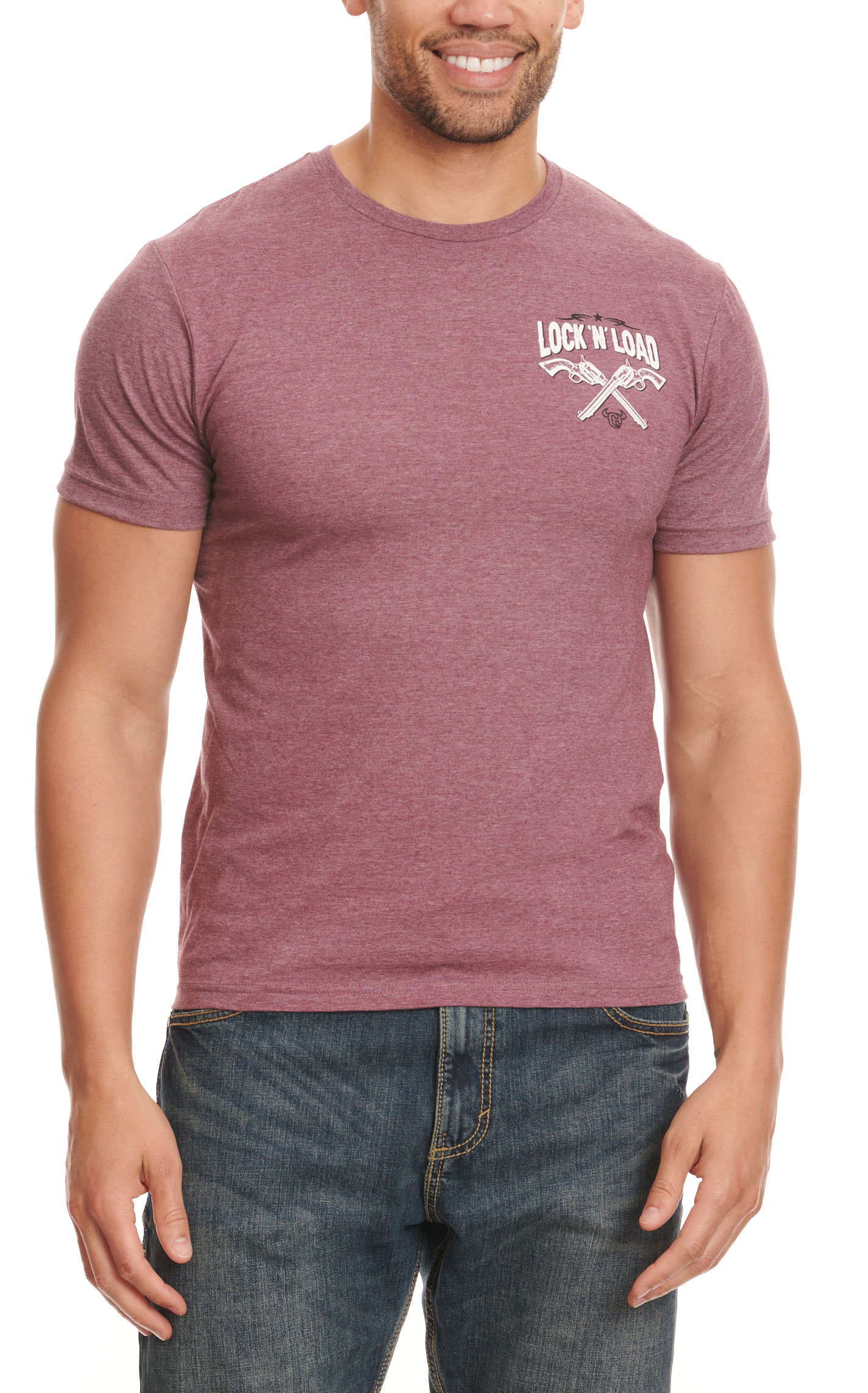 Cowboy Hardware Men's Berry Lock & Load Logo Graphic Short Sleeve T-Shirt - Image 1