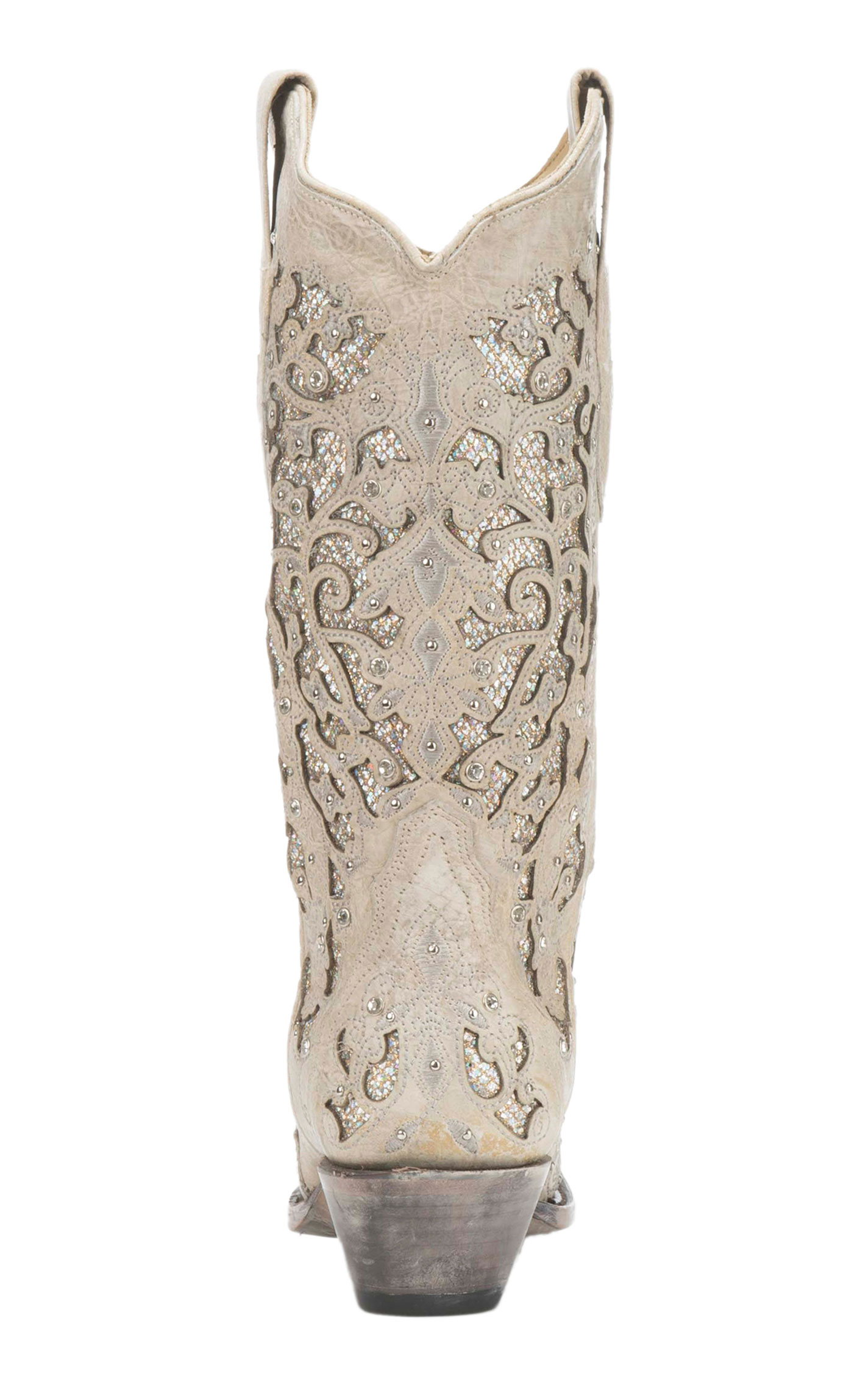 Corral Women's White with Glitter Inlay Bridal Snip Toe Cowboy Boots - Image 1