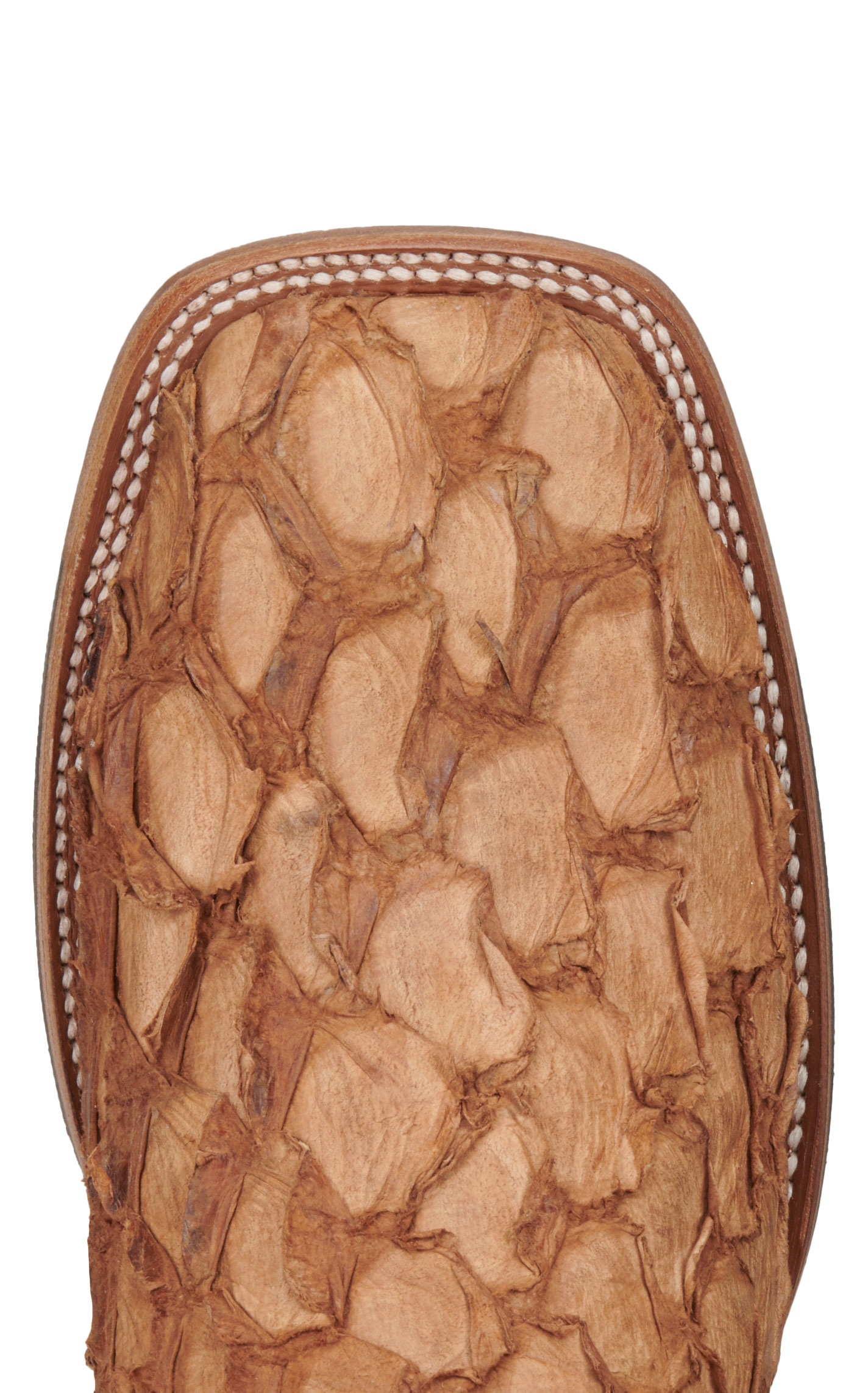 Cavender's Men's Nut Brown and Saddle Pirarucu Wide Square Toe Exotic Cowboy Boots - Image 1