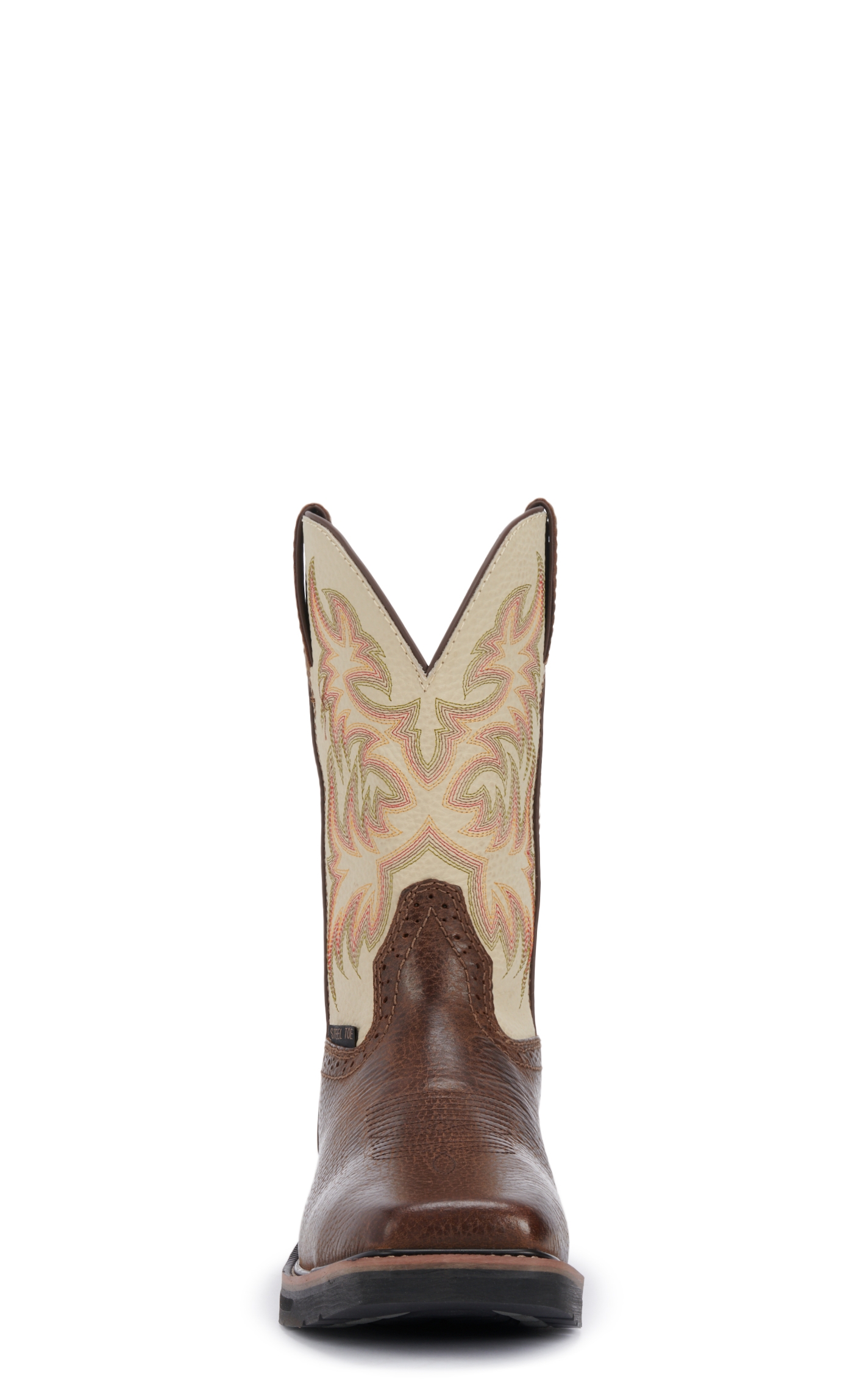 Justin Men's Stampede Driller Rich Brown and Ivory Square Steel Toe Work Boot - Image 1
