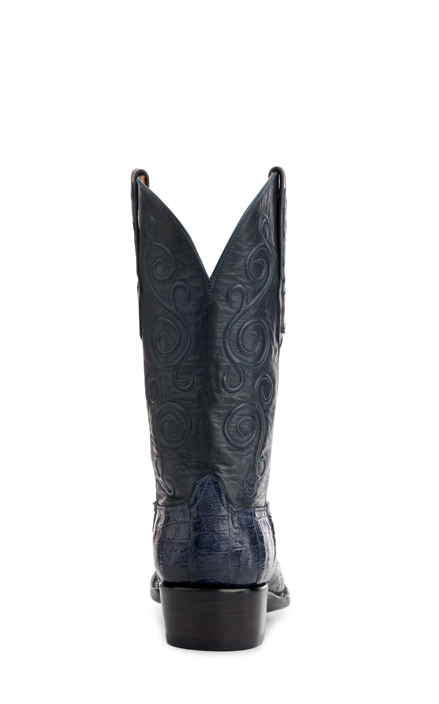 Black Jack Men's Navy and Denim Blue Caiman Belly Square Toe Exotic Cowboy Boots - Image 1