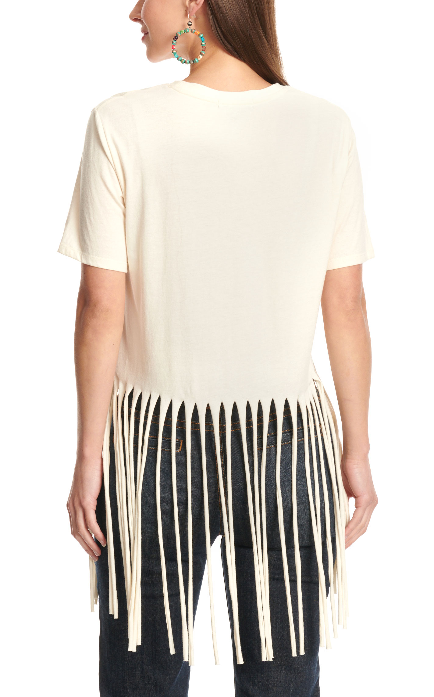 Rock & Roll Denim Women's Bone Keep Her Wild Graphic Fringed T-Shirt - Image 1