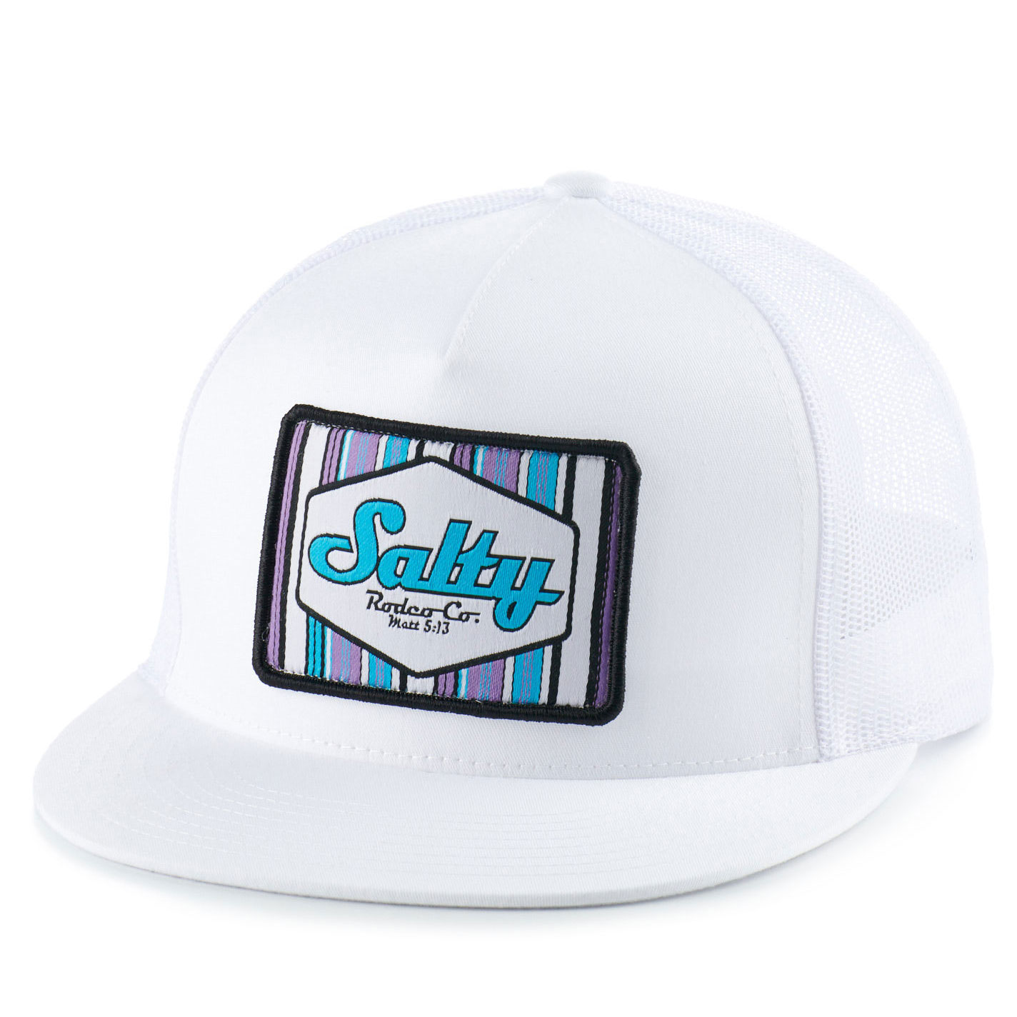 Salty Rodeo White with Purple & Blue Stripe Logo Patch Cap - Image 1