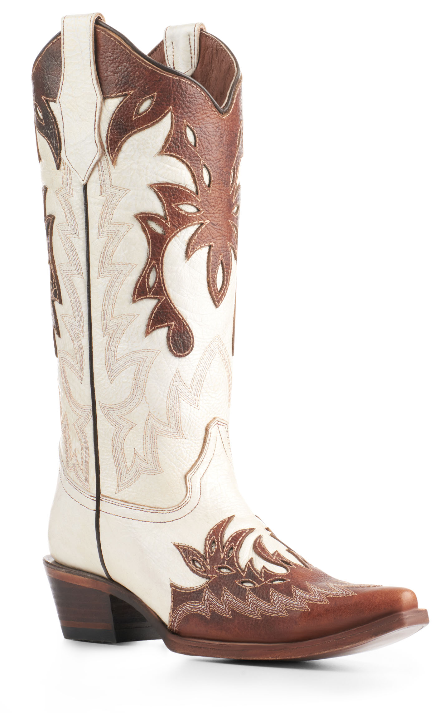 Circle G by Corral Women's Pearl with Cognac Overlay Snip Toe Cowboy Boots - Image 1
