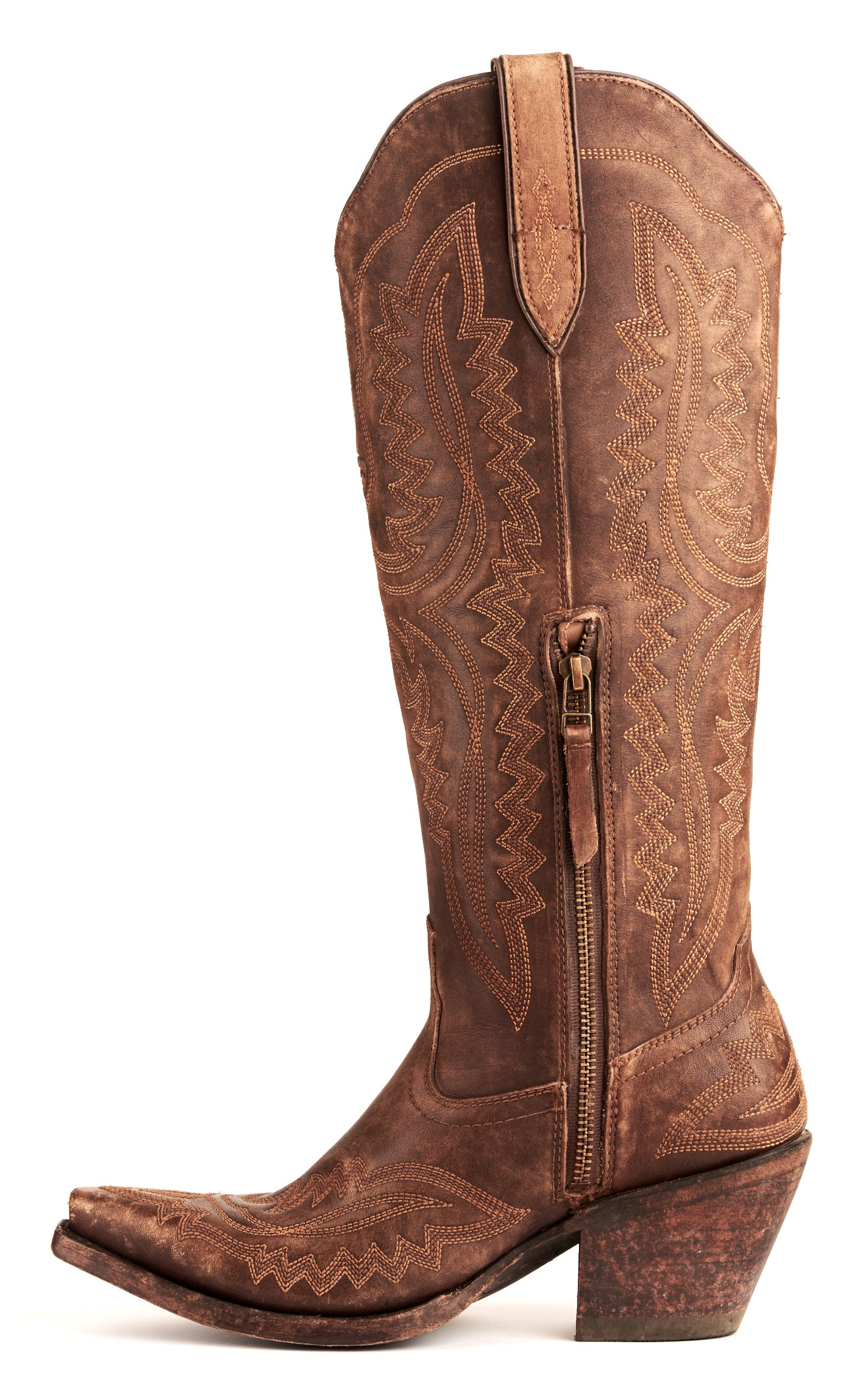 Ariat Women's Casanova Distressed Brown Snip Toe Tall Cowboy Boots - Image 1