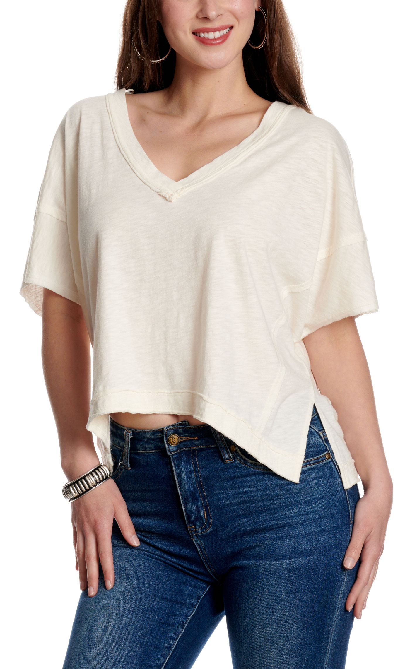Double Zero Women's Whip Cream V-Neck Crop Top - Image 3
