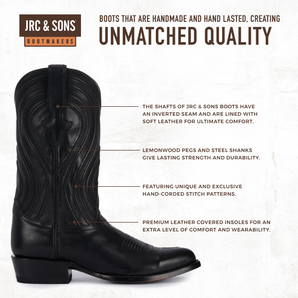 JRC & Sons Men's Colton Ranch Hand Leather Round Toe Cowboy Boot in Black - Image 1