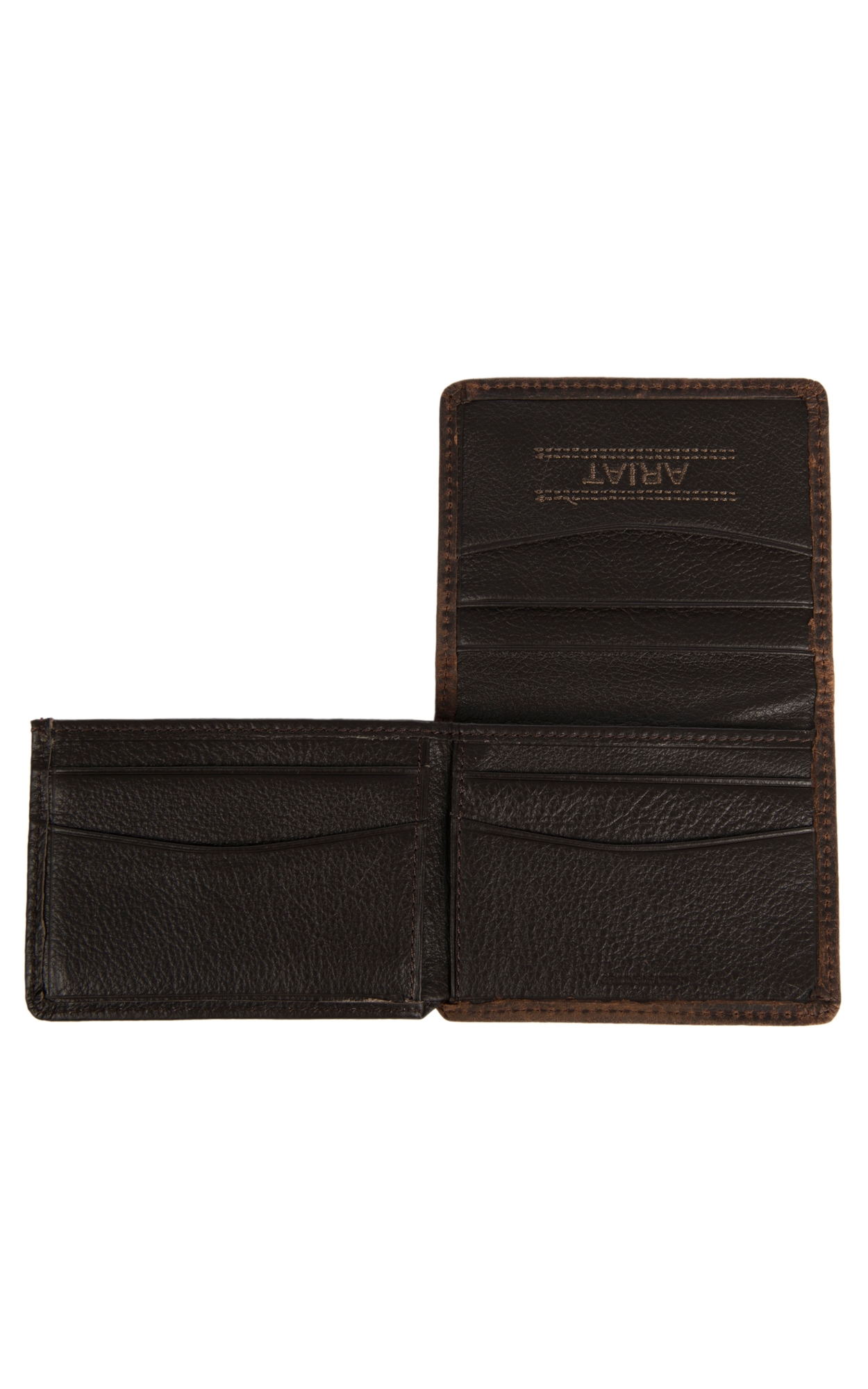 Ariat Performance Work Dark Brown with Small Shield Leather Tri-Fold Flipcase Wallet - Image 1