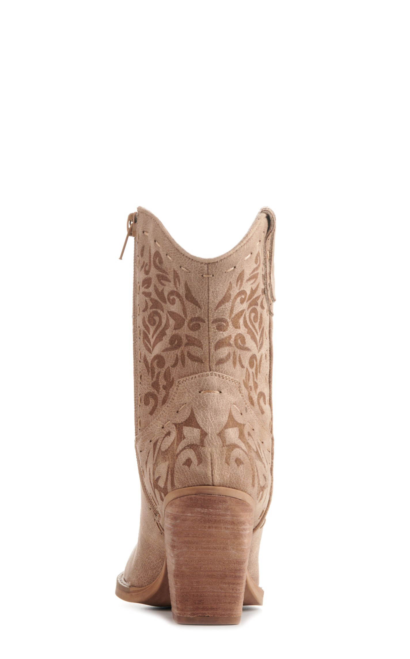 Very G Women's Encinitas Beige with Swirl Etching Faux Leather Snip Toe Booties - Image 1