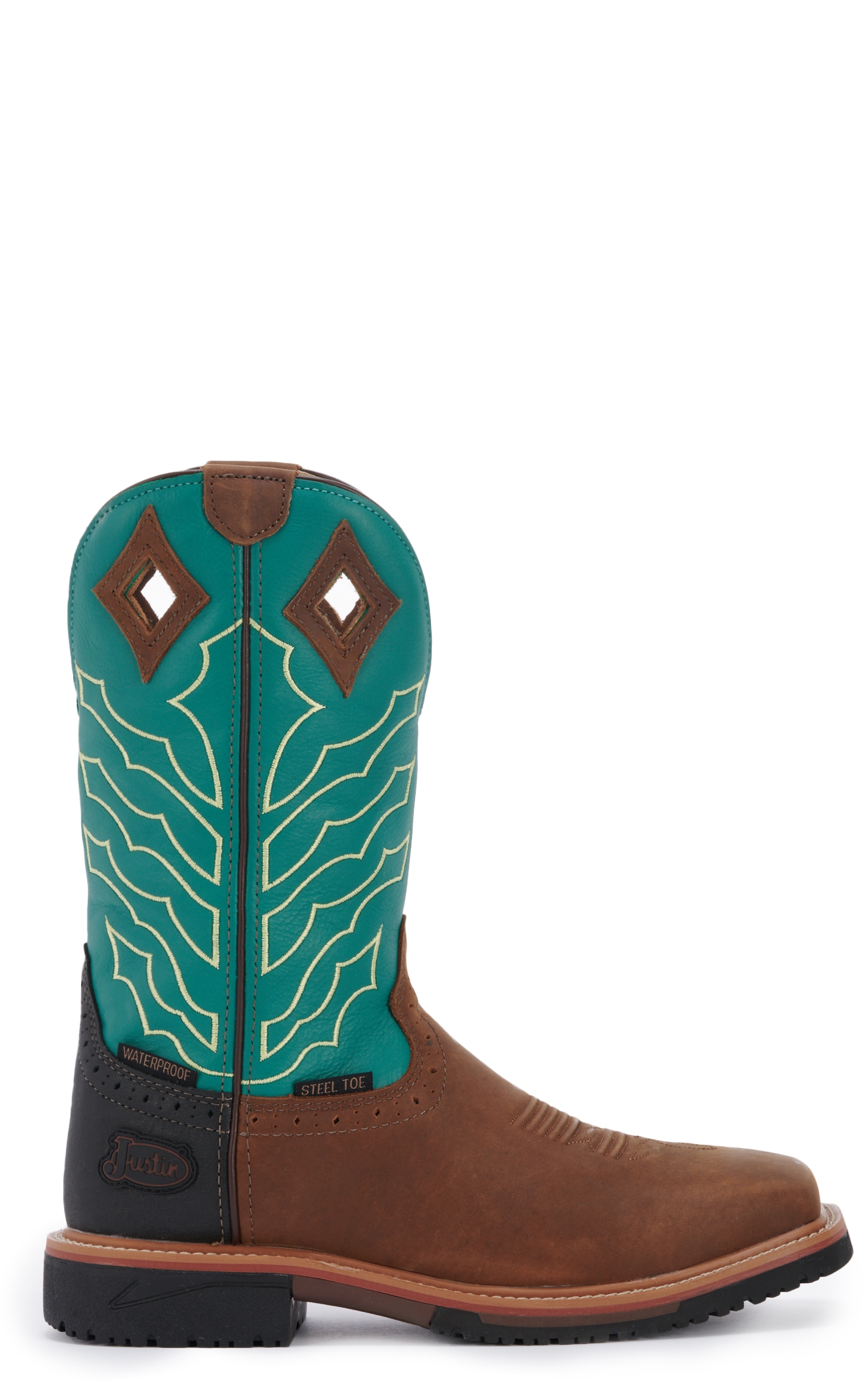 Justin Men's Hybrid Derrickman Waterproof Square Steel Toe Work Boots - Image 1