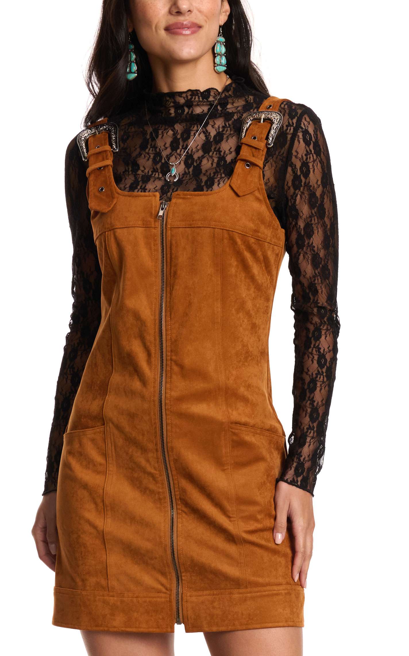 Blue B Women's Toasted Cinnamon Faux Suede Dress - Image 3